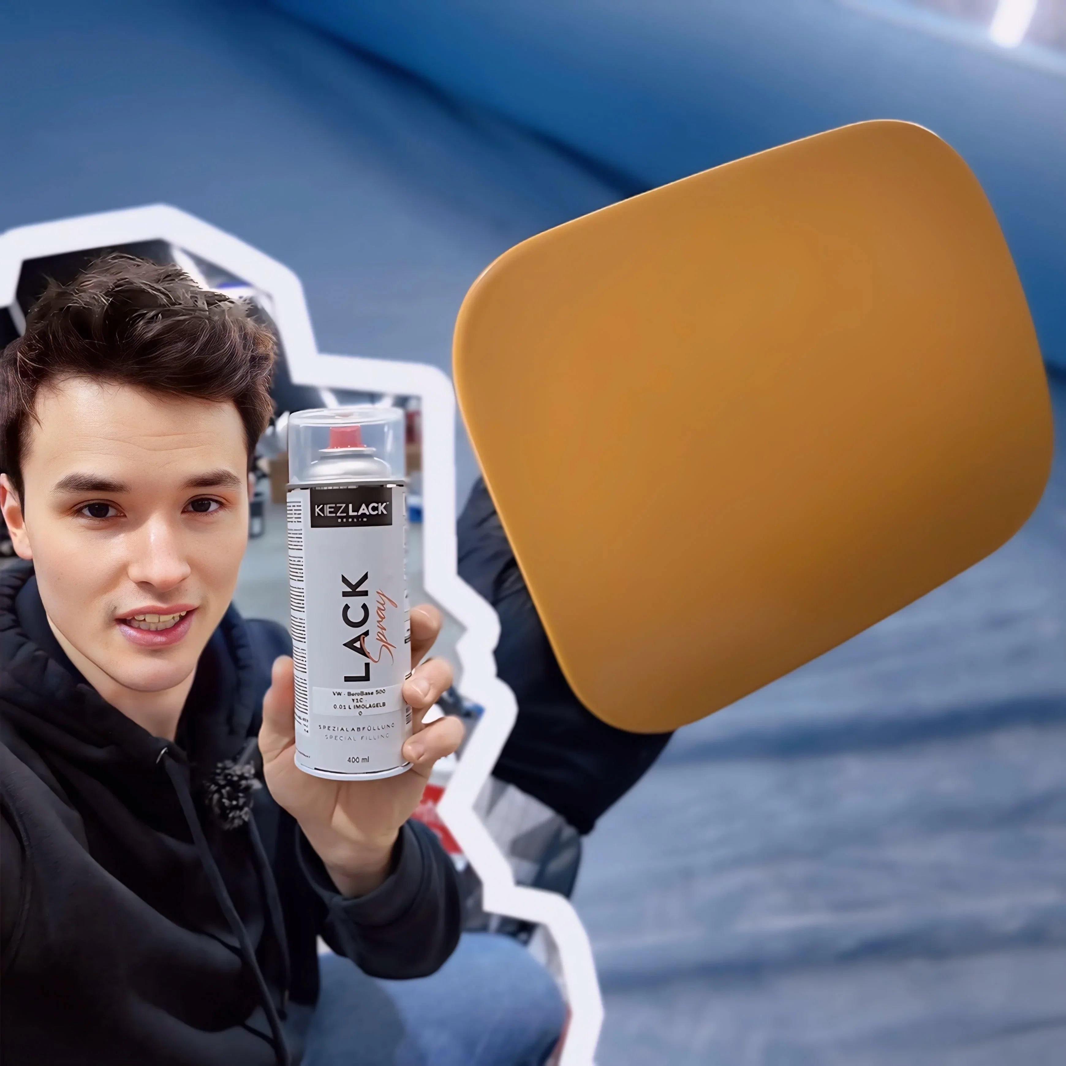 Gelb, glänzend, geil – David Bese lackiert seinen Tankdeckel mit der Kiezlack Sprühdose! - Kiezlack