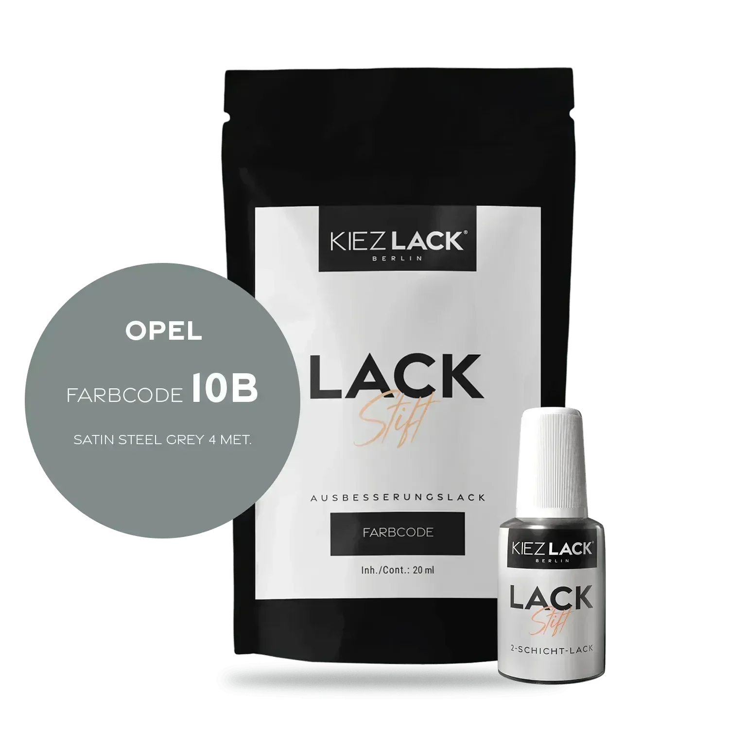 Kiezlack Lackstift Autolack Lackstift OPEL 10b SATIN STEEL GREY 4 MET.