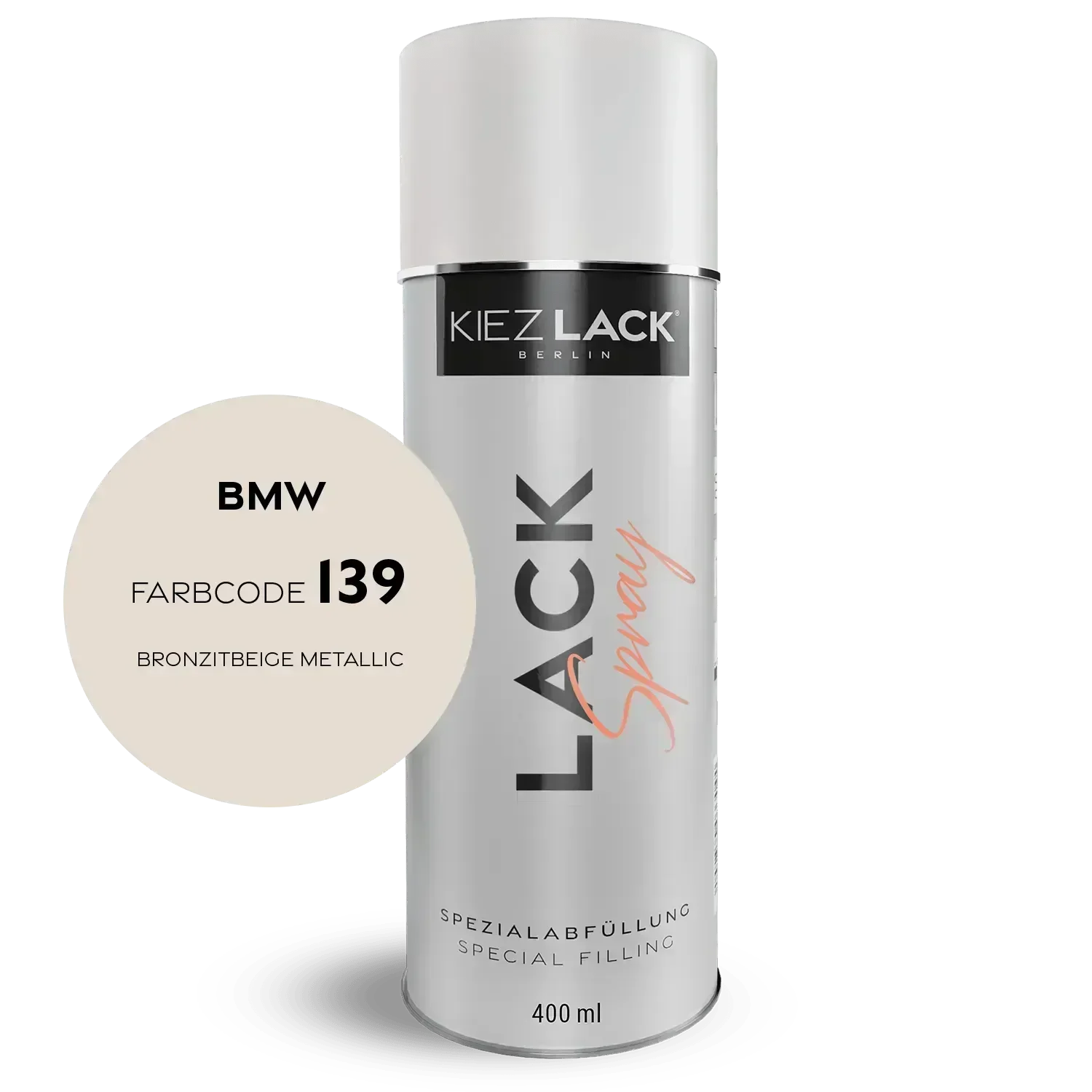 Kiezlack Lackspray Autolack Spraydose BMW 139 BRONZITBEIGE Metallic Lackspray