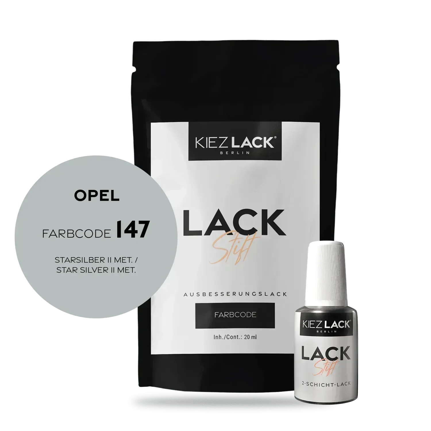 Kiezlack Lackstift Autolack Lackstift OPEL 147 STARSILBER II MET.