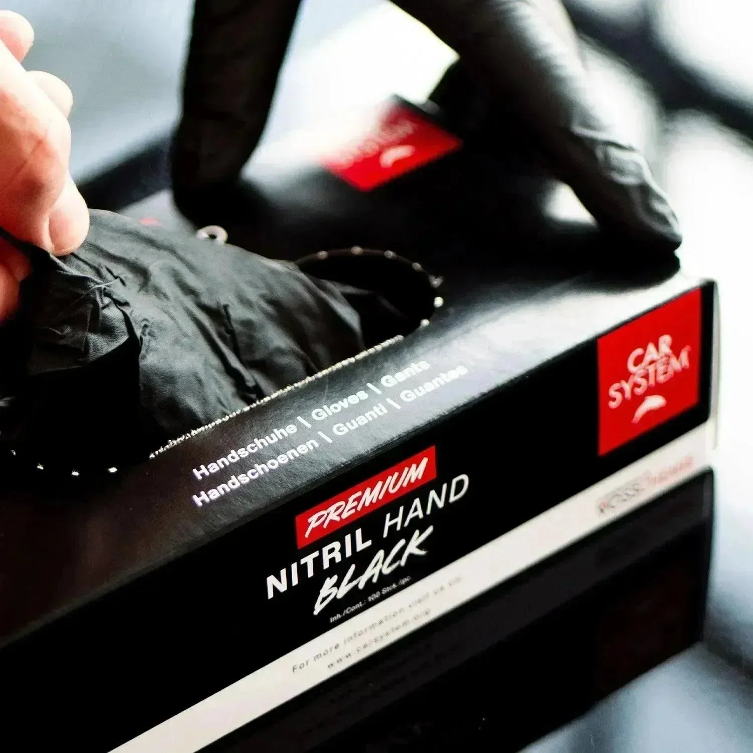 Carsystem Arbeitsschutz Nitril Handschuhe Schwarz