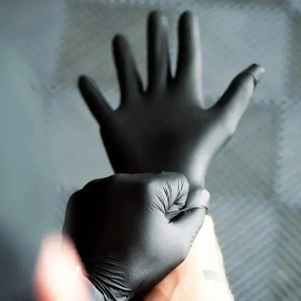 Carsystem Arbeitsschutz Nitril Handschuhe Schwarz