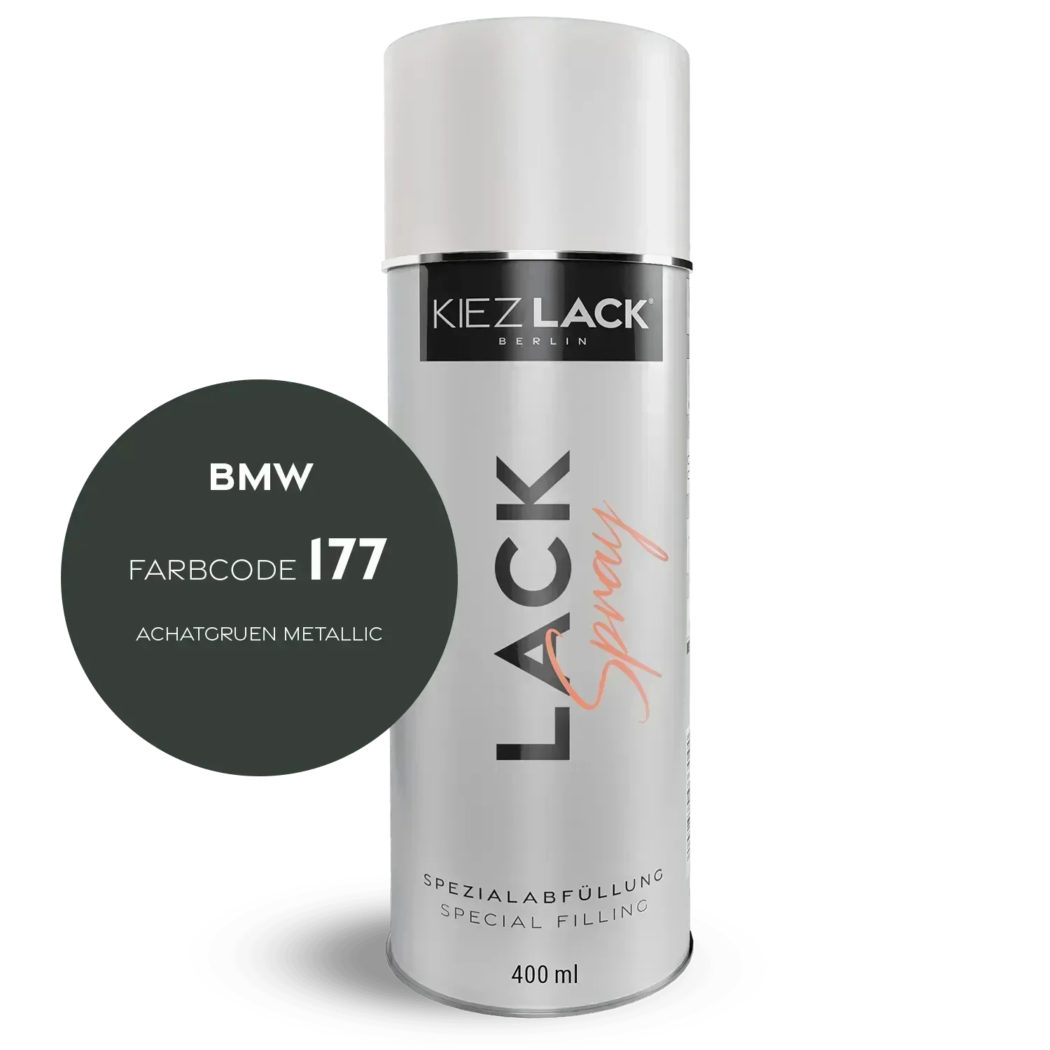 Kiezlack Lackspray Autolack Spraydose BMW 177 ACHATGRUEN Metallic Lackspray
