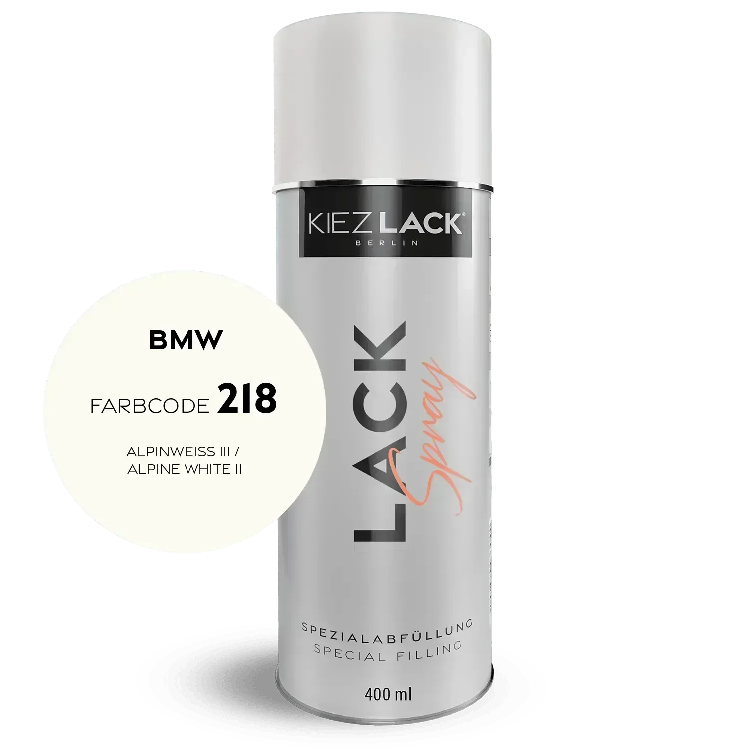Kiezlack Lackspray Autolack Spraydose BMW 218 ALPINWEISS III Lackspray