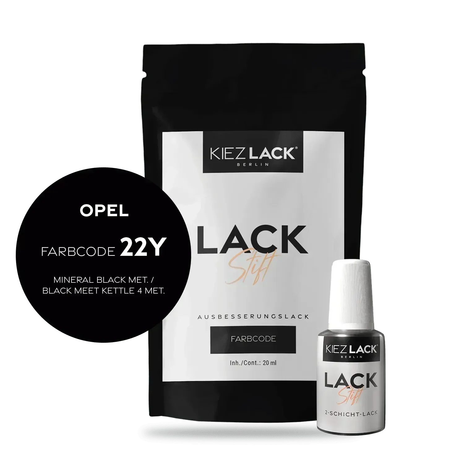 Kiezlack Lackstift Autolack Lackstift OPEL 22Y MINERAL BLACK MET.