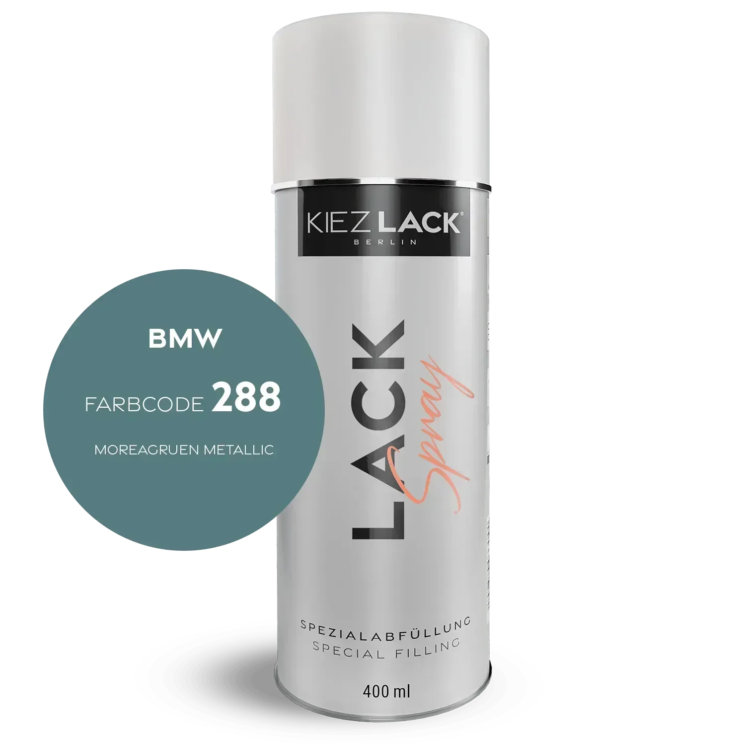 Kiezlack Lackspray Autolack Spraydose BMW 288 MOREAGRUEN Metallic Lackspray