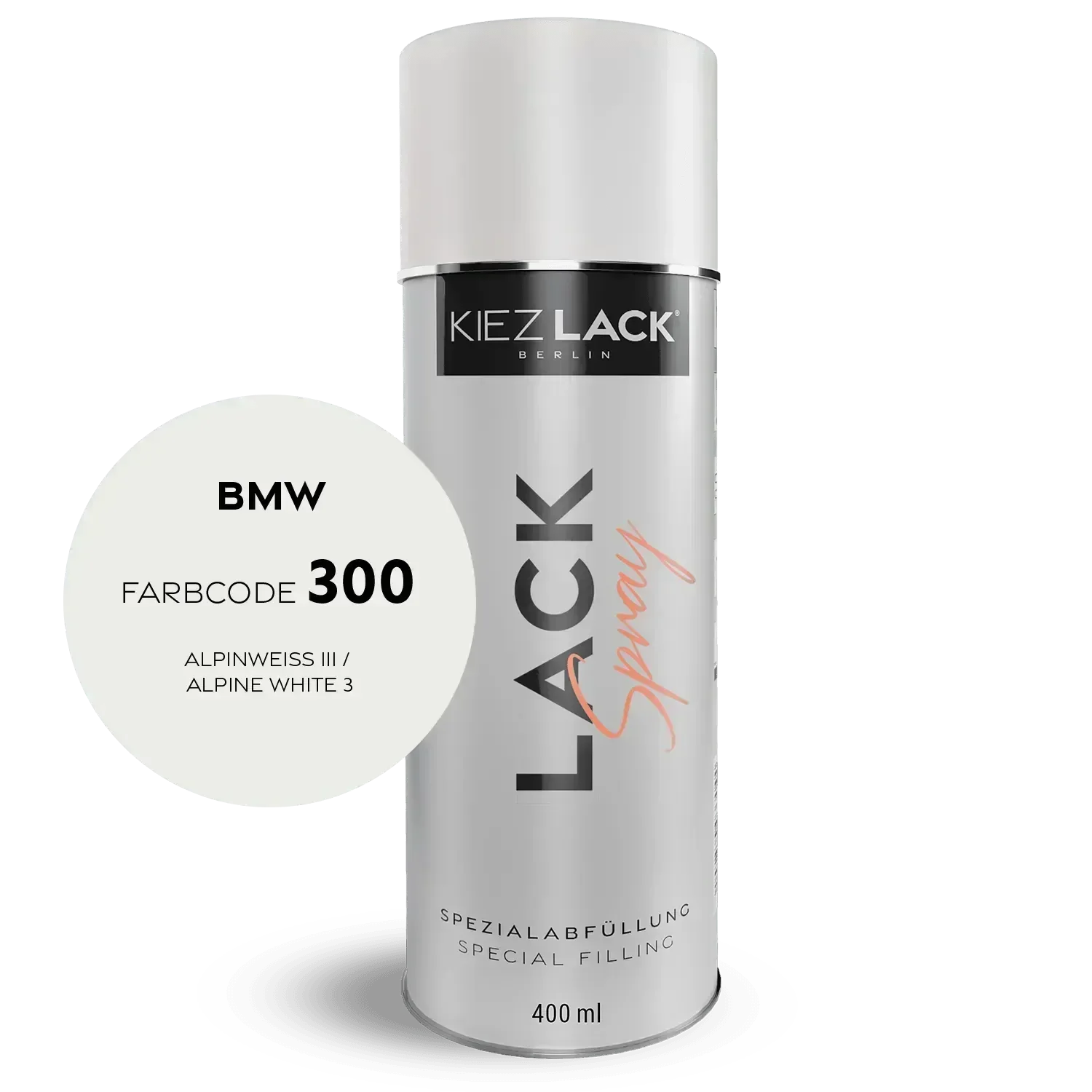 Kiezlack Lackspray Autolack Spraydose BMW 300 ALPINWEISS III Lackspray