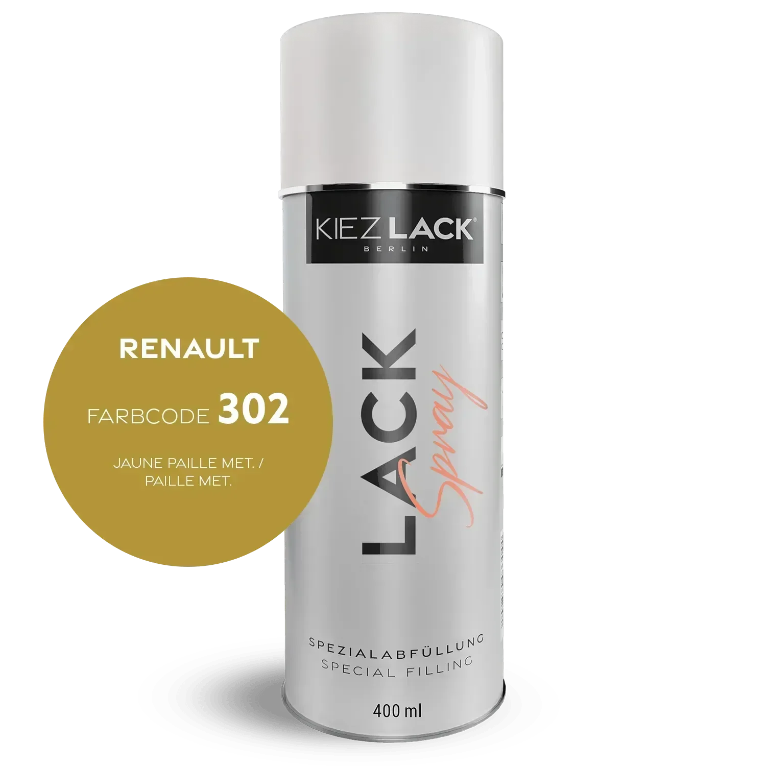 Kiezlack Autolack Spraydose Renault 302 JAUNE PAILLE MET.