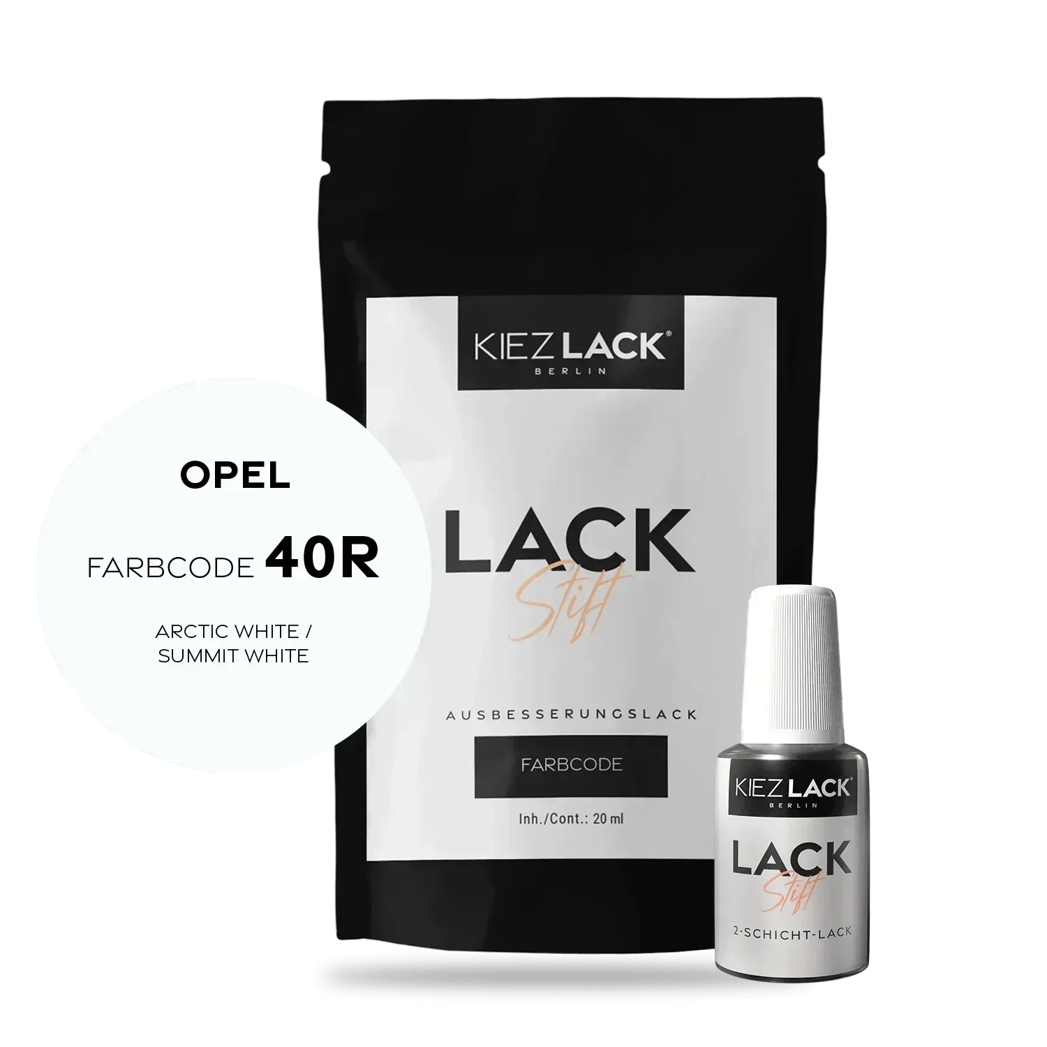 Kiezlack Lackstift Autolack Lackstift OPEL 40R ARCTIC WHITE