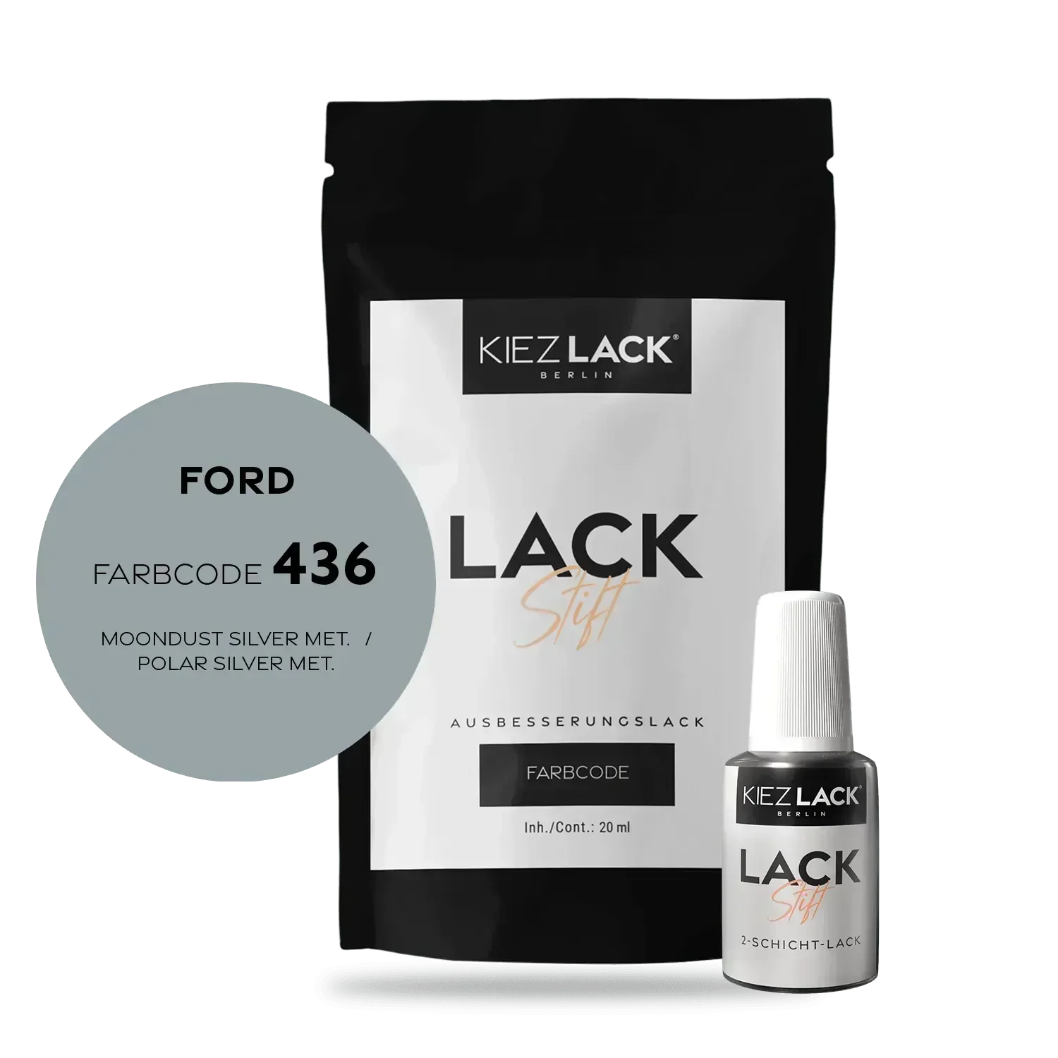 Kiezlack Lackstift Autolack Lackstift FORD 436 MOONDUST SILVER MET.