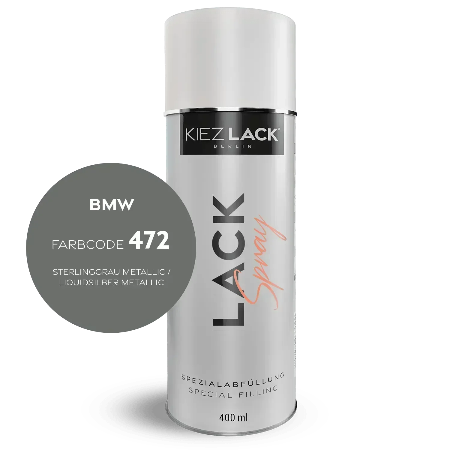 Kiezlack Lackspray Autolack Spraydose BMW 472 STERLINGGRAU Metallic Lackspray
