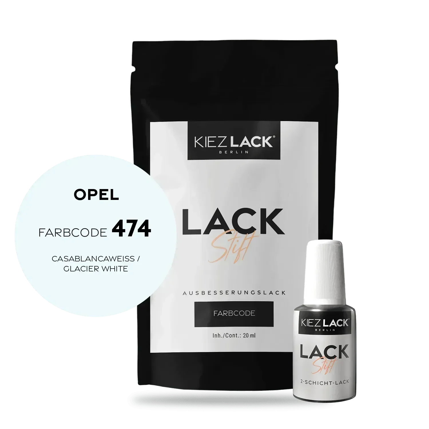 Kiezlack Lackstift Autolack Lackstift OPEL 474 CASABLANCAWEISS
