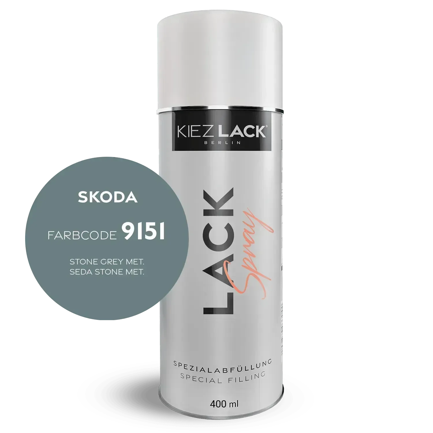 Kiezlack Autolack Spraydose Skoda 9151 STONE GREY MET.