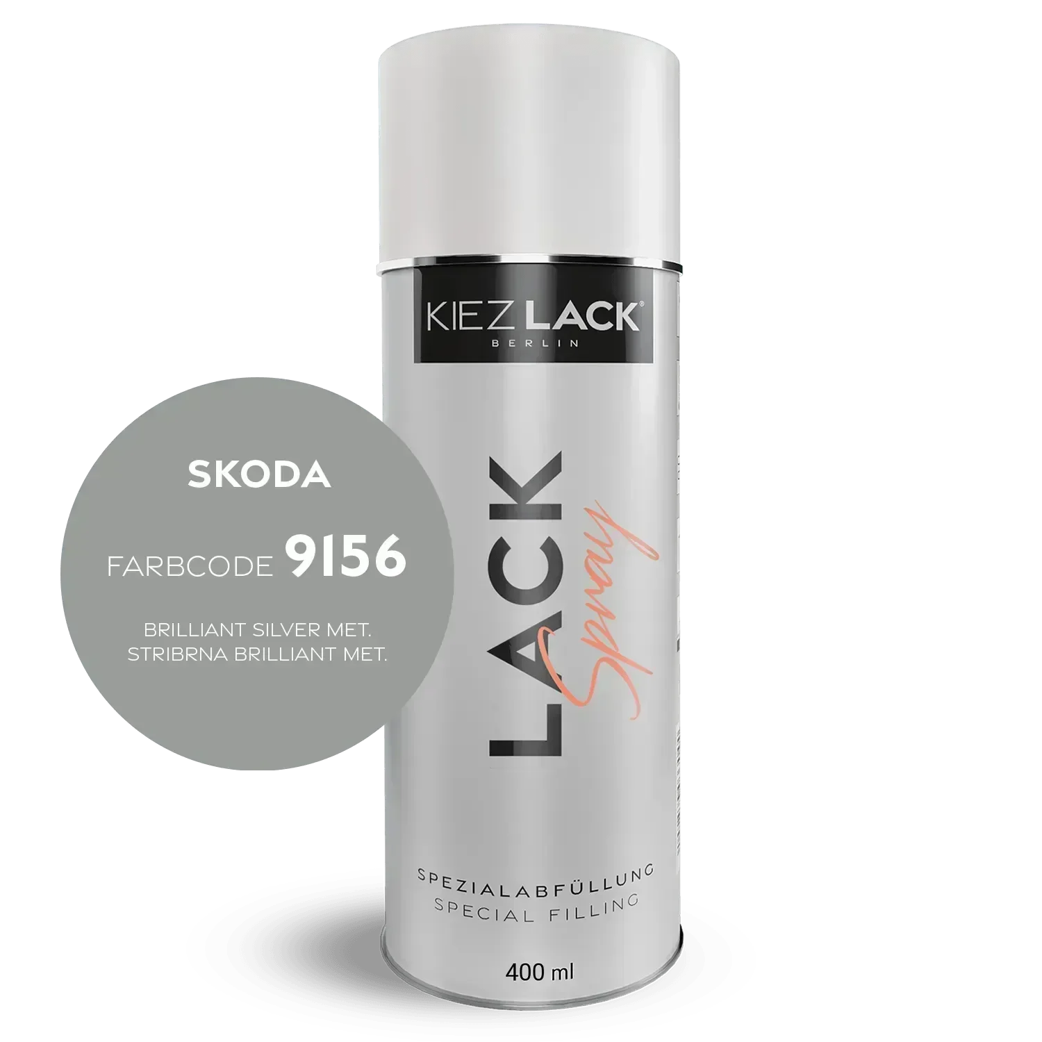 Kiezlack Autolack Spraydose Skoda 9156 BRILLIANT SILVER MET.