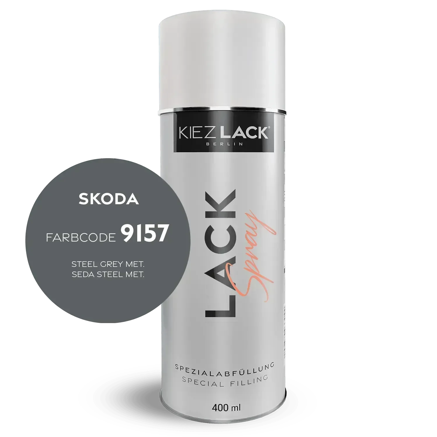 Kiezlack Autolack Spraydose Skoda 9157 STEEL GREY MET.
