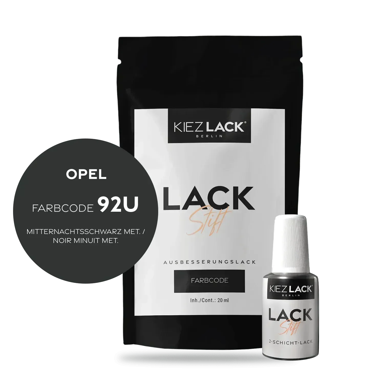 Kiezlack Lackstift Autolack Lackstift OPEL 92U MITTERNACHTSSCHWARZ MET.