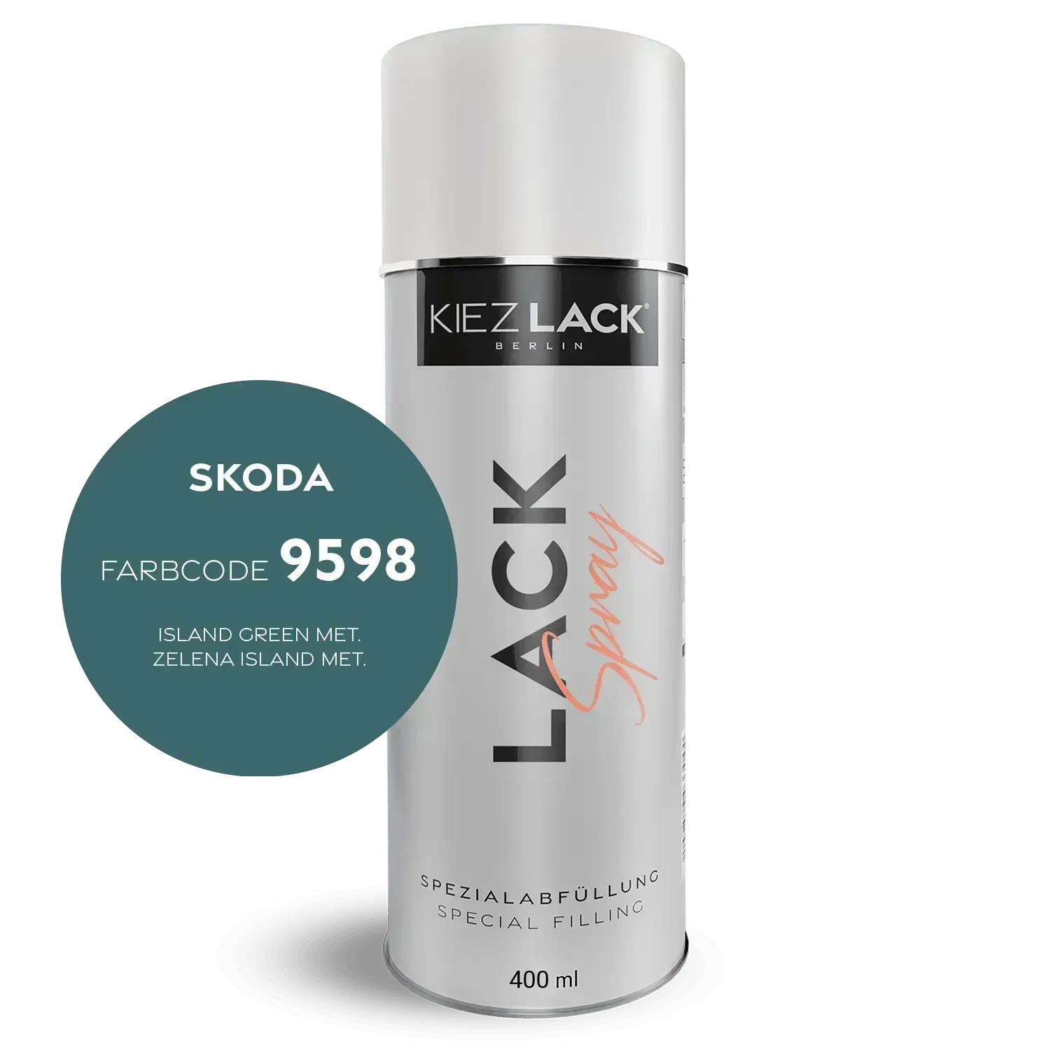 Kiezlack Autolack Spraydose Skoda 9598 ISLAND GREEN MET.