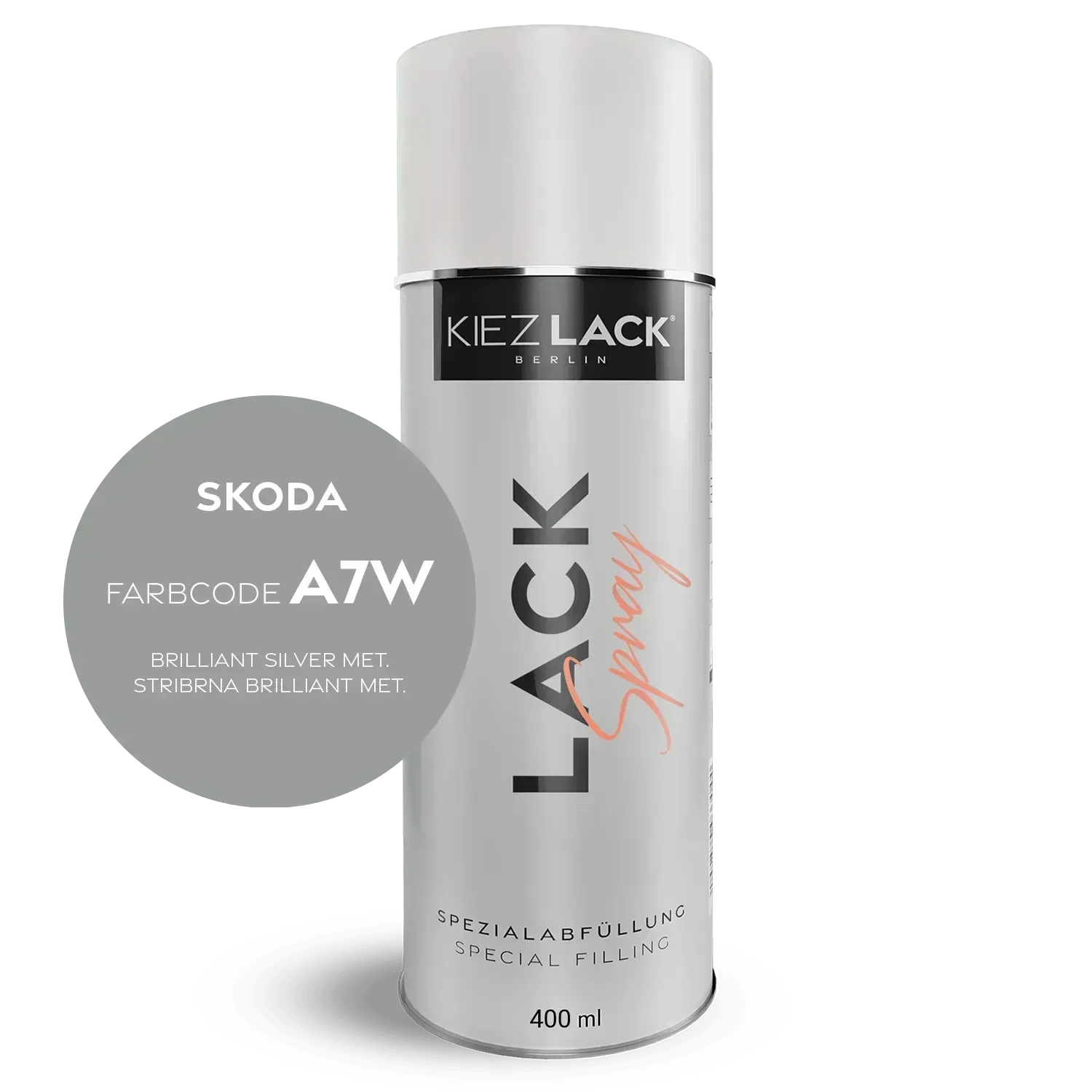 Kiezlack Autolack Spraydose Skoda A7W BRILLIANT SILVER MET.