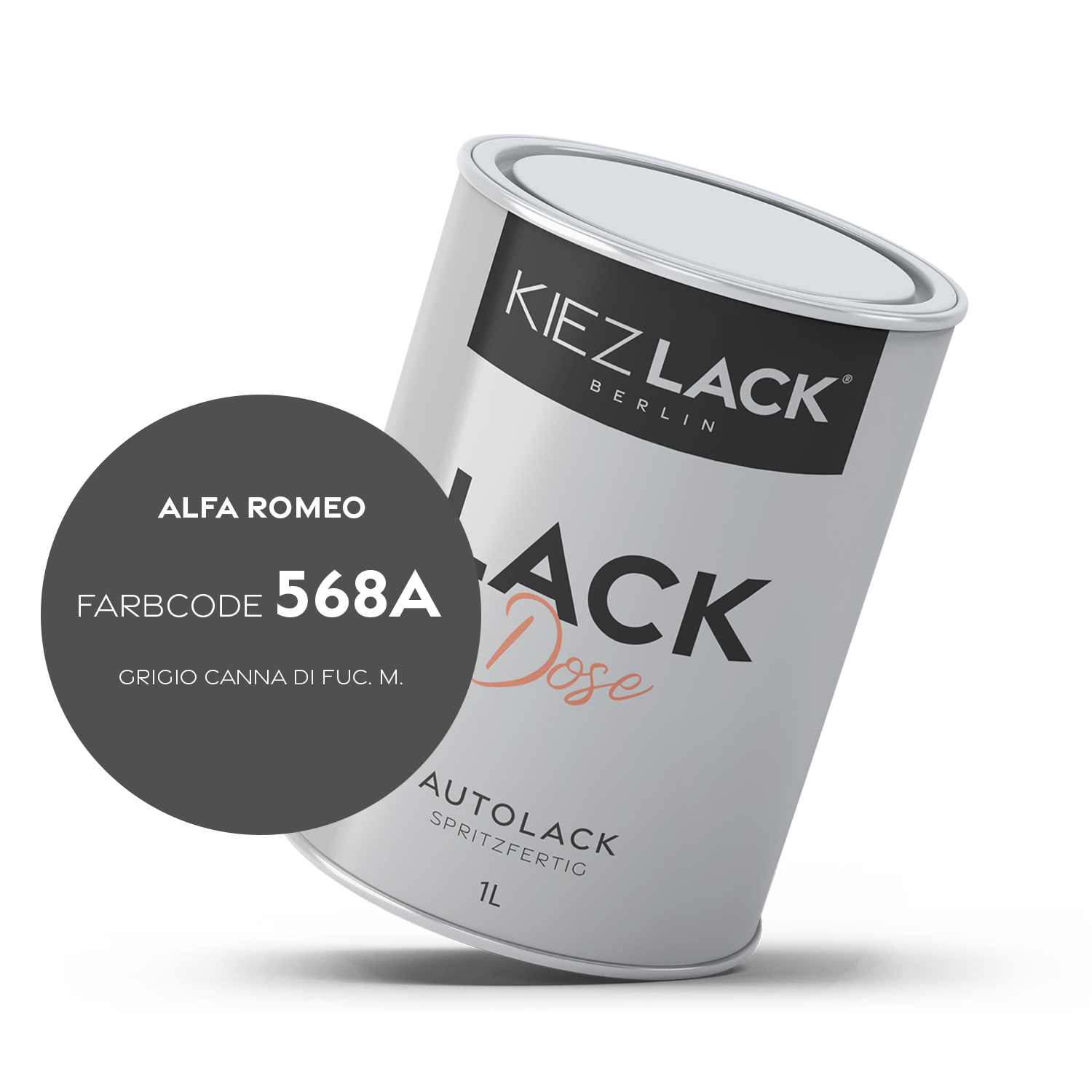 Kiezlack 1K Autolack Lackdose Basislack spritzfertig ALFA ROMEO 568A GRIGIO CANNA DI FUC. M.