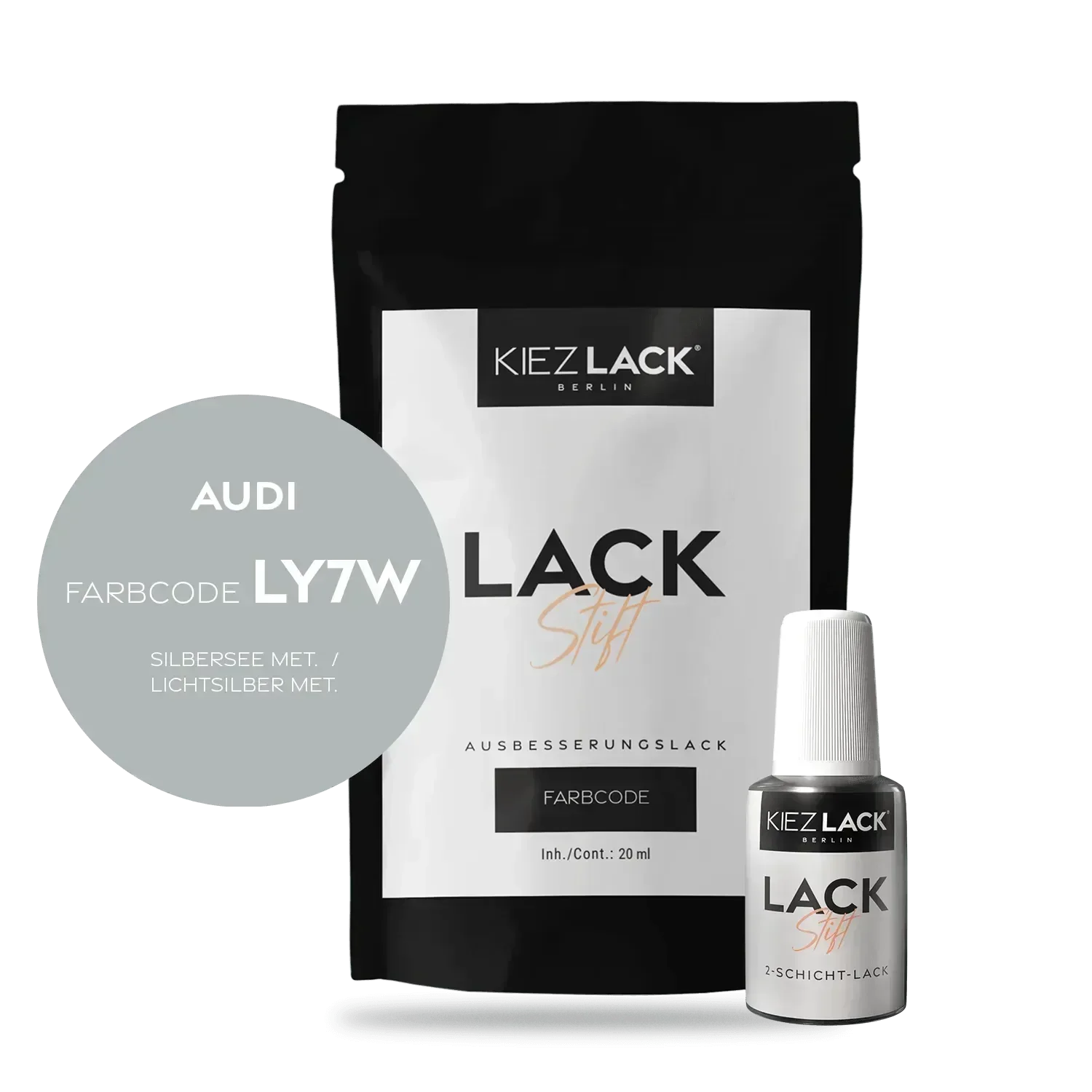 Kiezlack Lackstift Autolack Lackstift AUDI LY7W SILBERSEE MET.