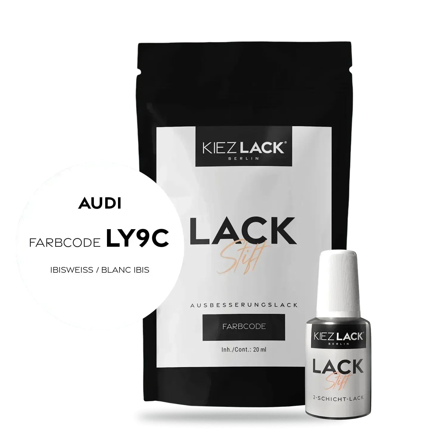 Kiezlack Lackstift Autolack Lackstift AUDI LY9C IBISWEISS
