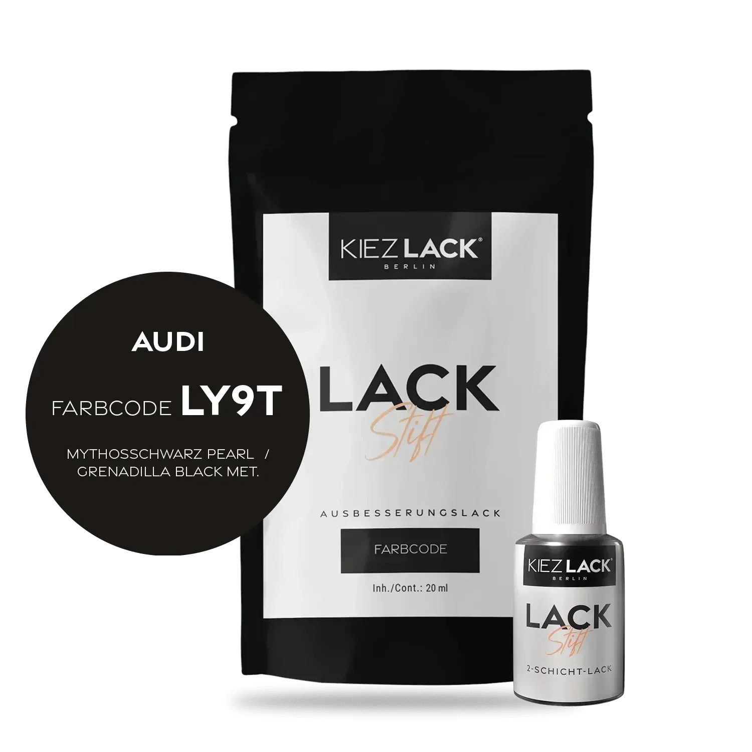 Kiezlack Lackstift Autolack Lackstift AUDI LY9T MYTHOSSCHWARZ PEARL