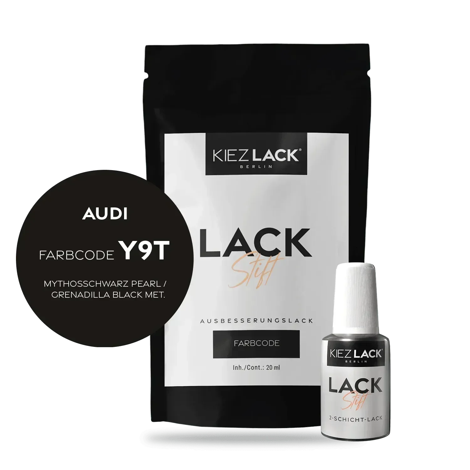 Kiezlack Lackstift Autolack Lackstift AUDI Y9T MYTHOSSCHWARZ PEARL