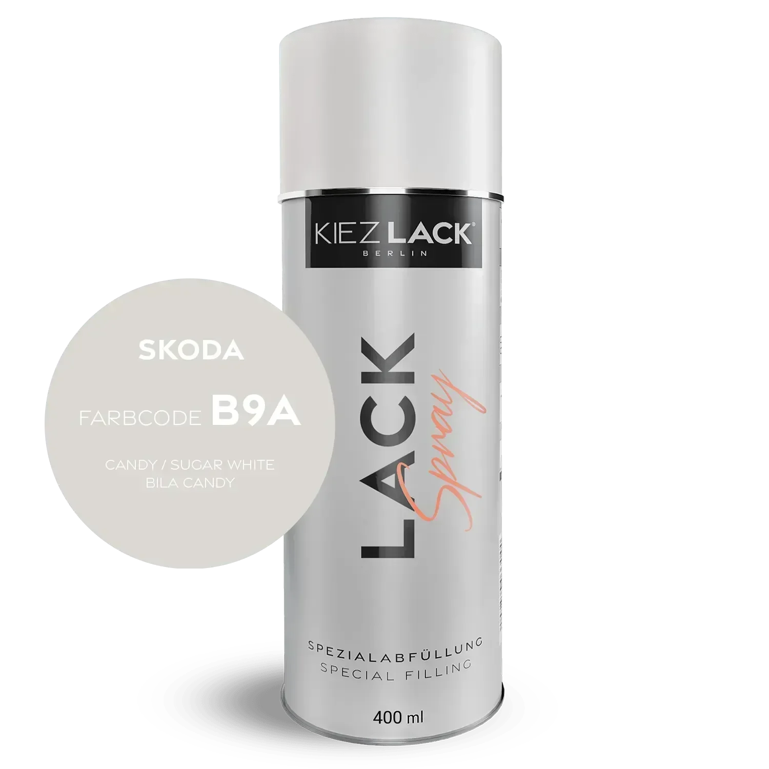 Kiezlack Autolack Spraydose Skoda B9A CANDY / SUGAR WHITE