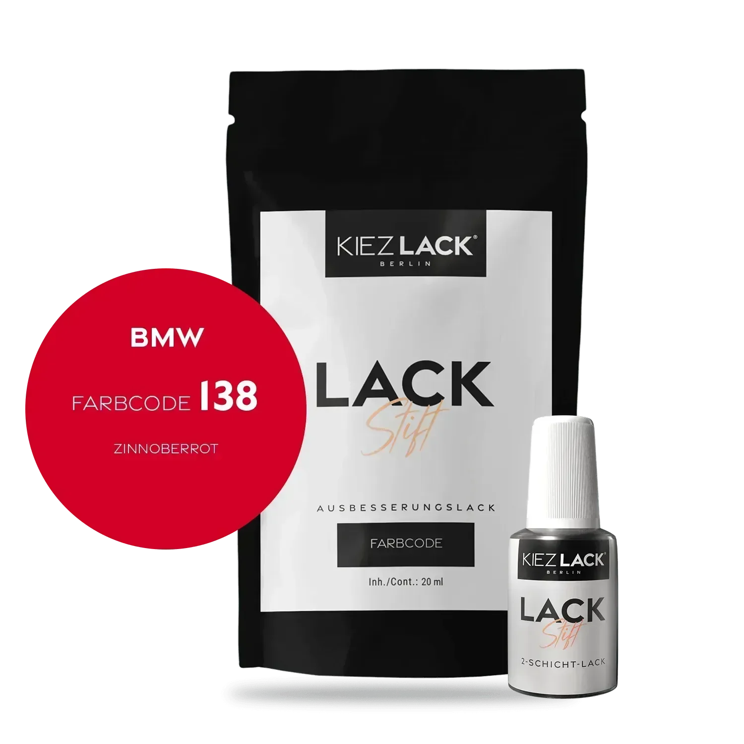 Kiezlack Lackstift Autolack Lackstift BMW 138 ZINNOBERROT