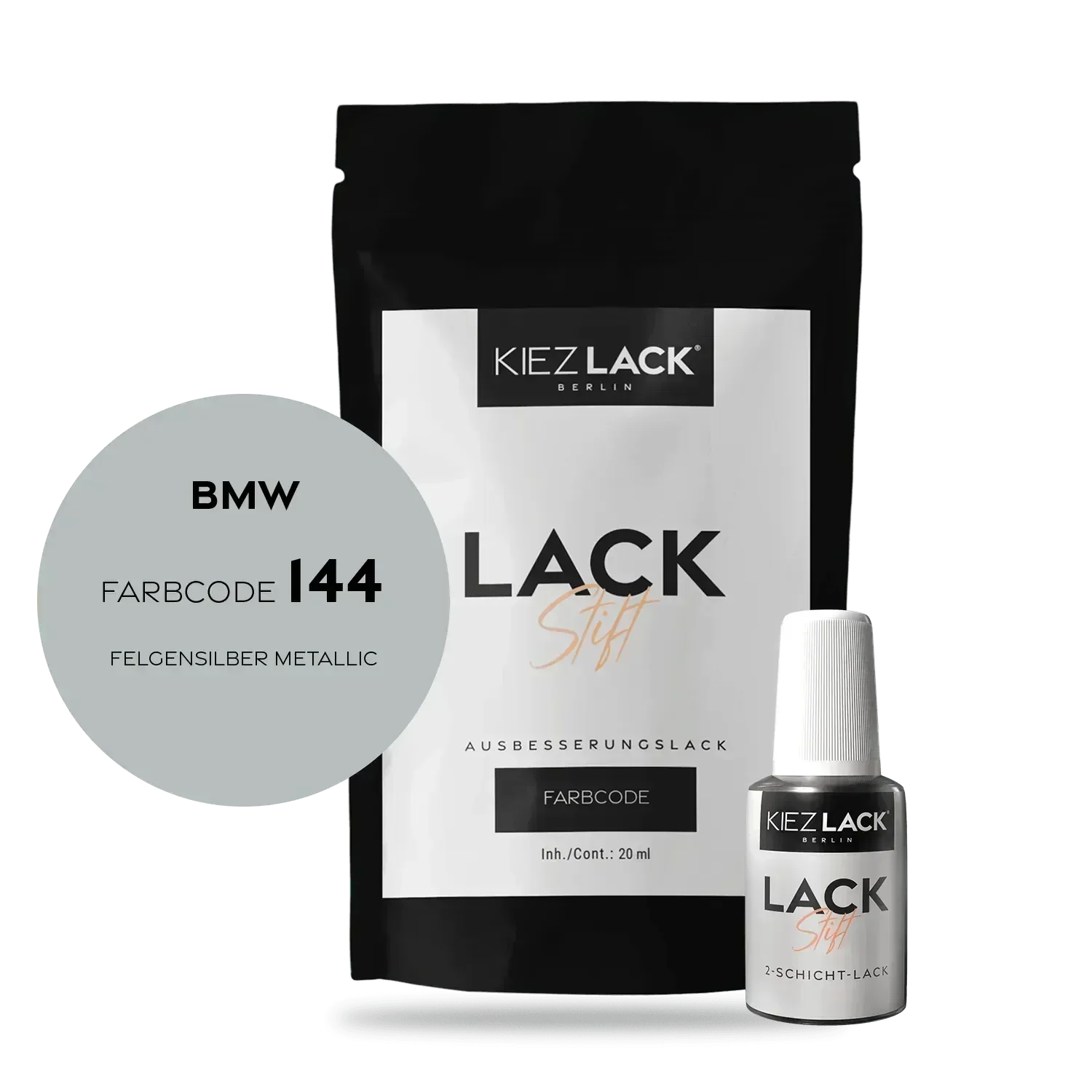 Kiezlack Lackstift Autolack Lackstift BMW 144 FELGENSILBER Metallic
