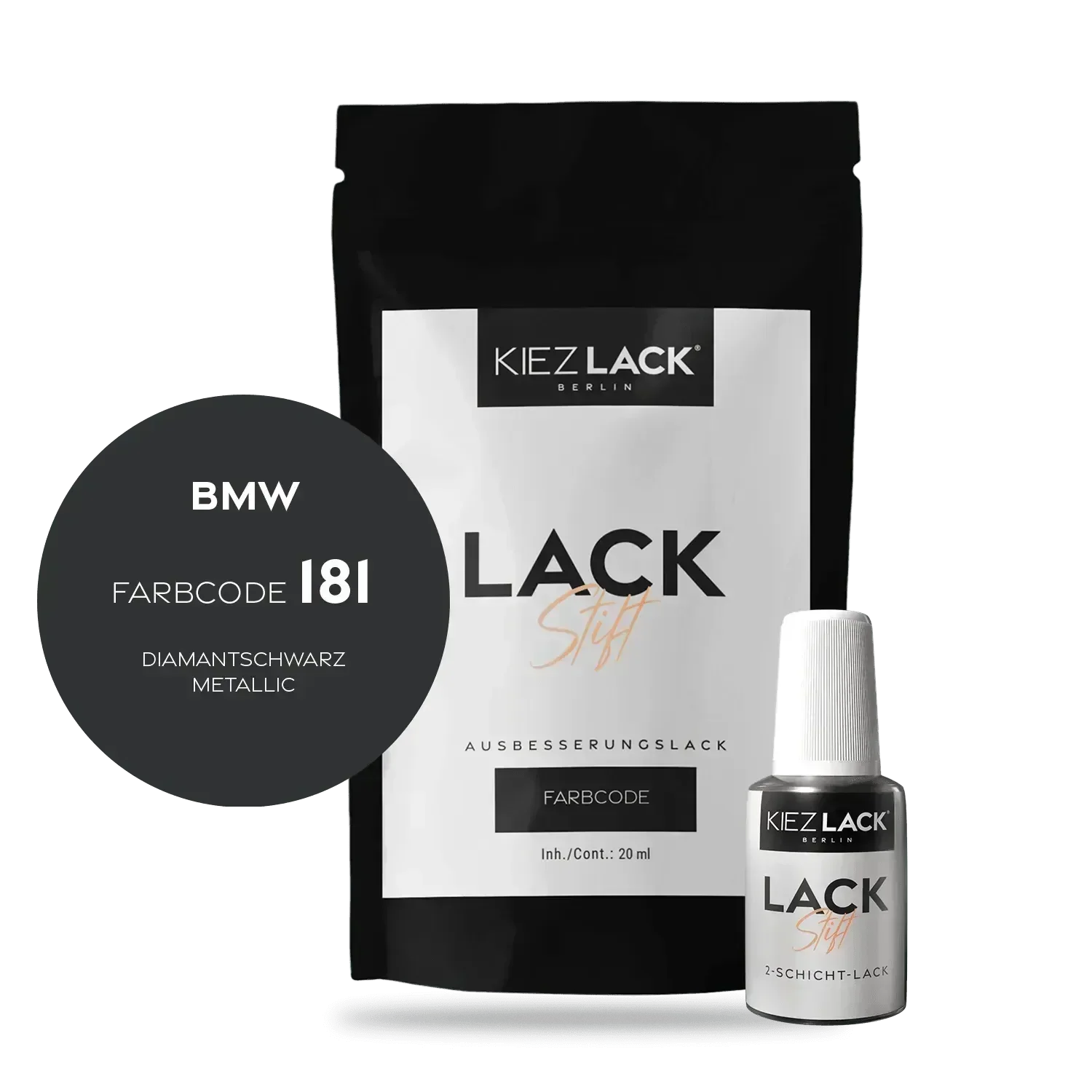 Kiezlack Lackstift Autolack Lackstift BMW 181 DIAMANTSCHWARZ Metallic