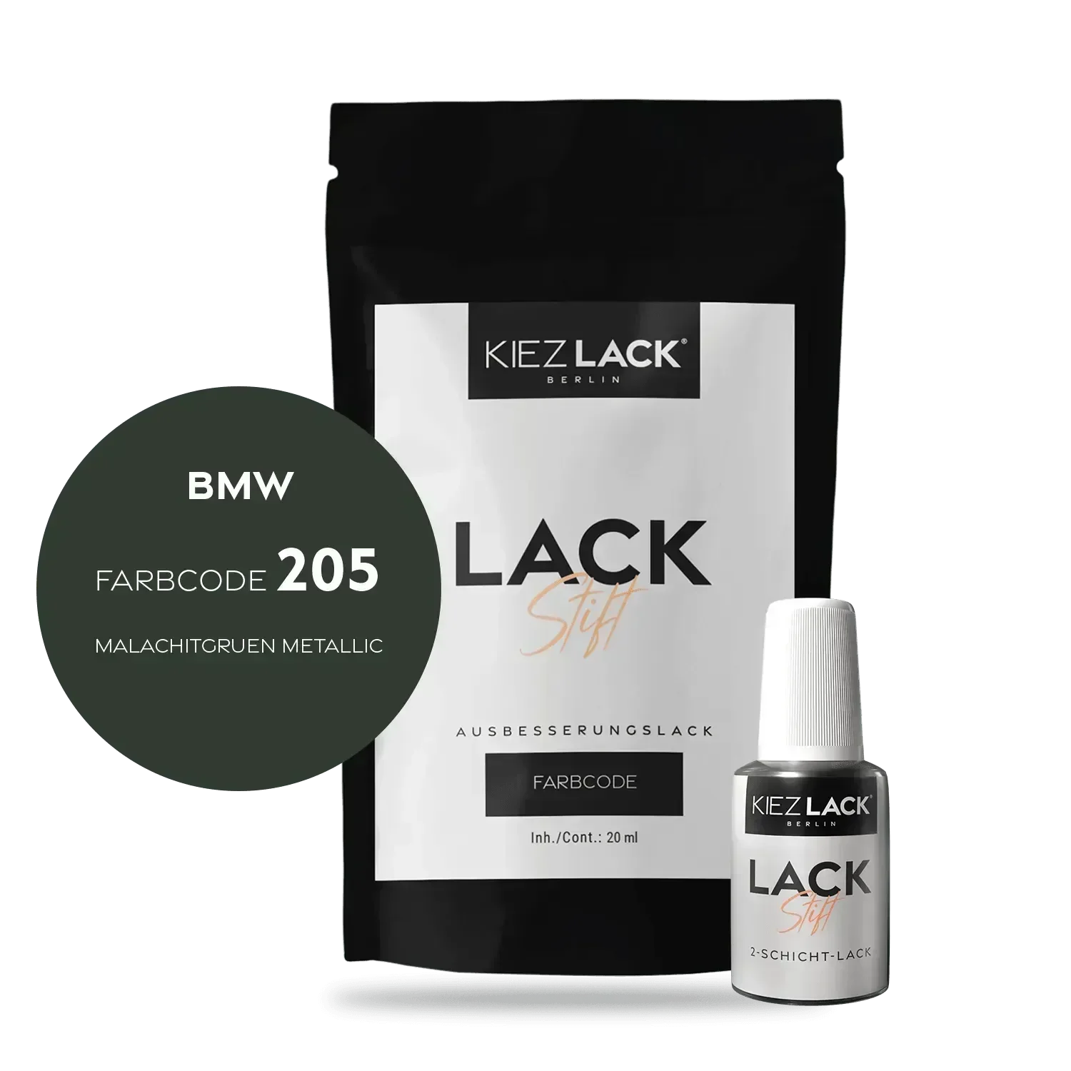Kiezlack Lackstift Autolack Lackstift BMW 205 MALACHITGRUEN Metallic