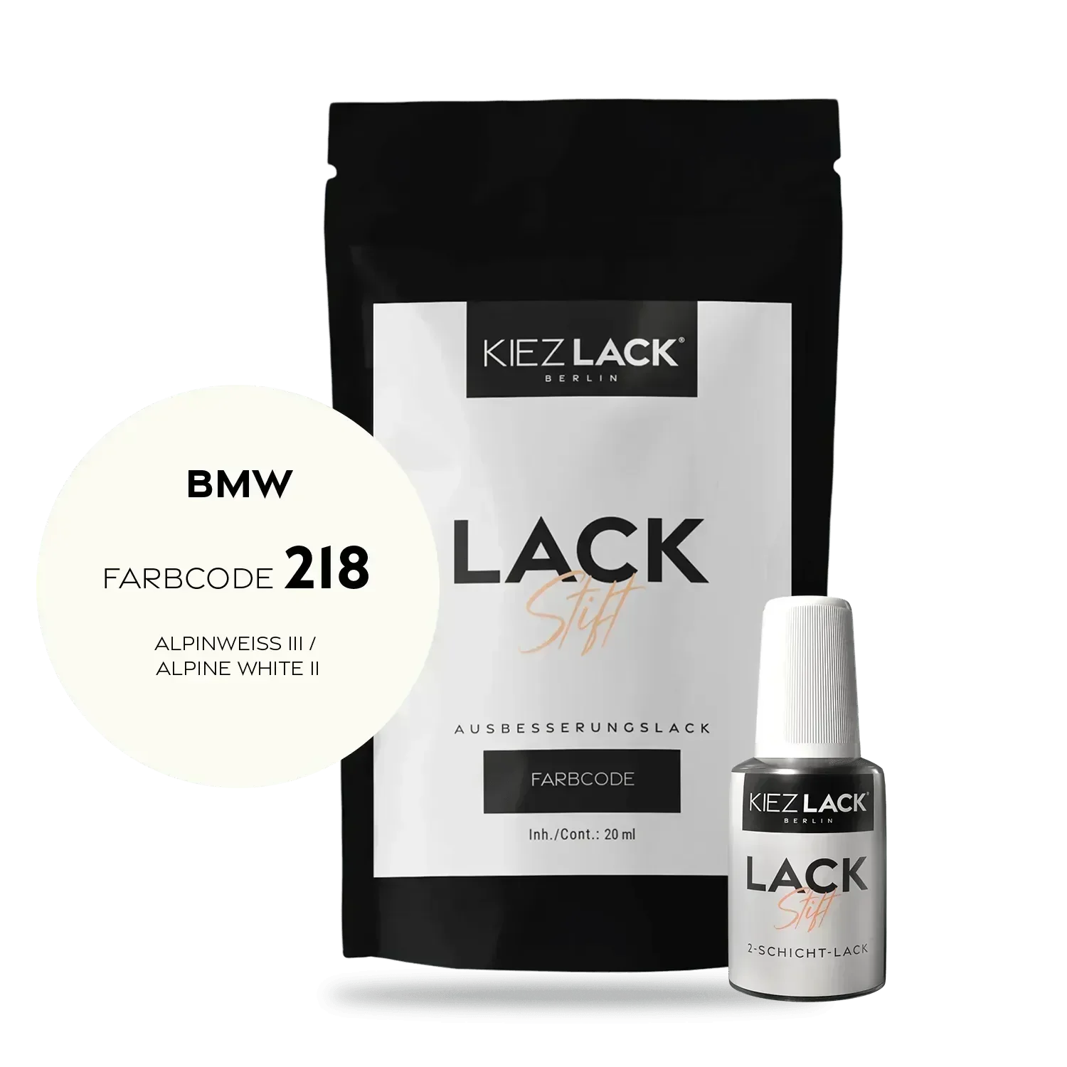 Kiezlack Lackstift Autolack Lackstift BMW 218 ALPINWEISS III