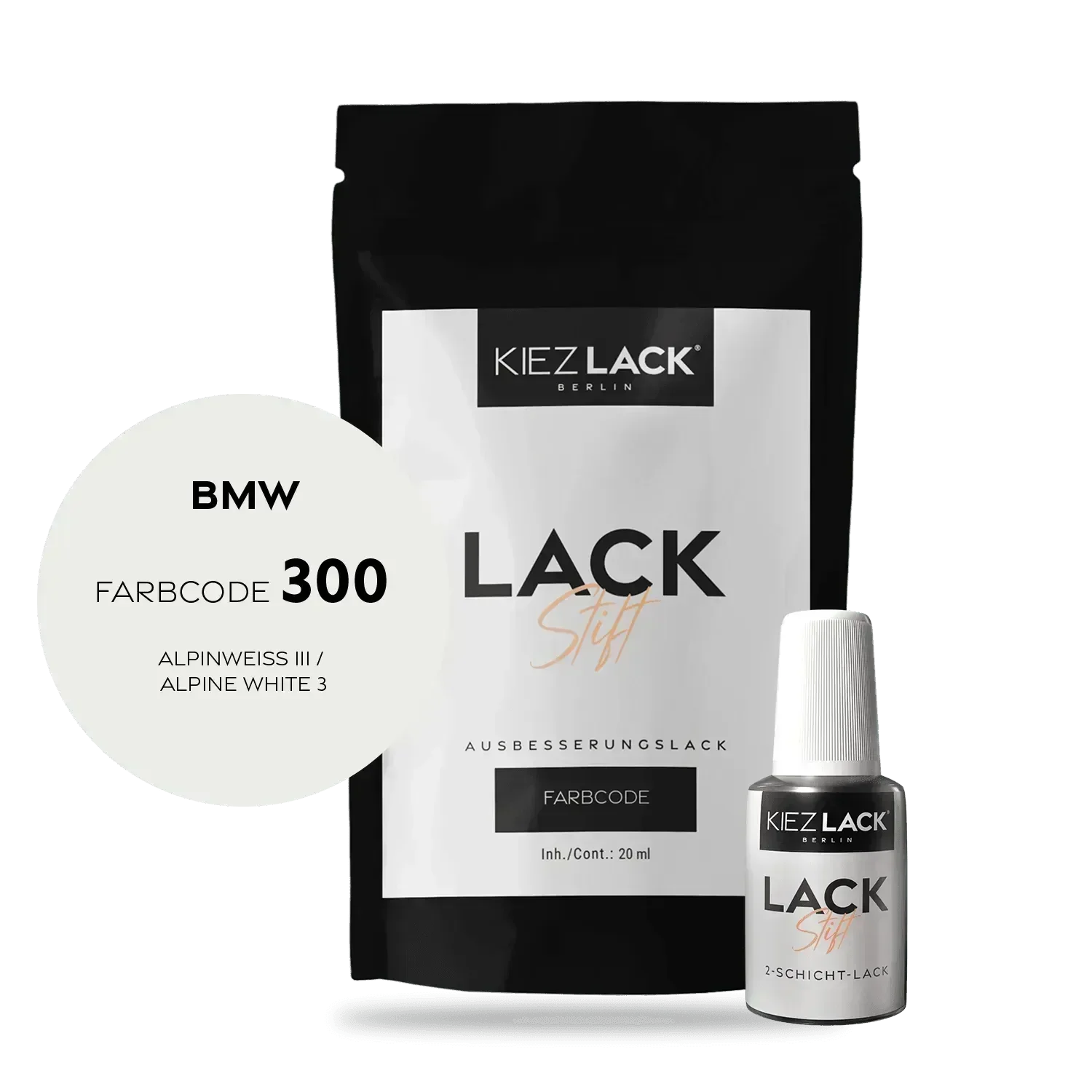 Kiezlack Lackstift Autolack Lackstift BMW 300 ALPINWEISS III