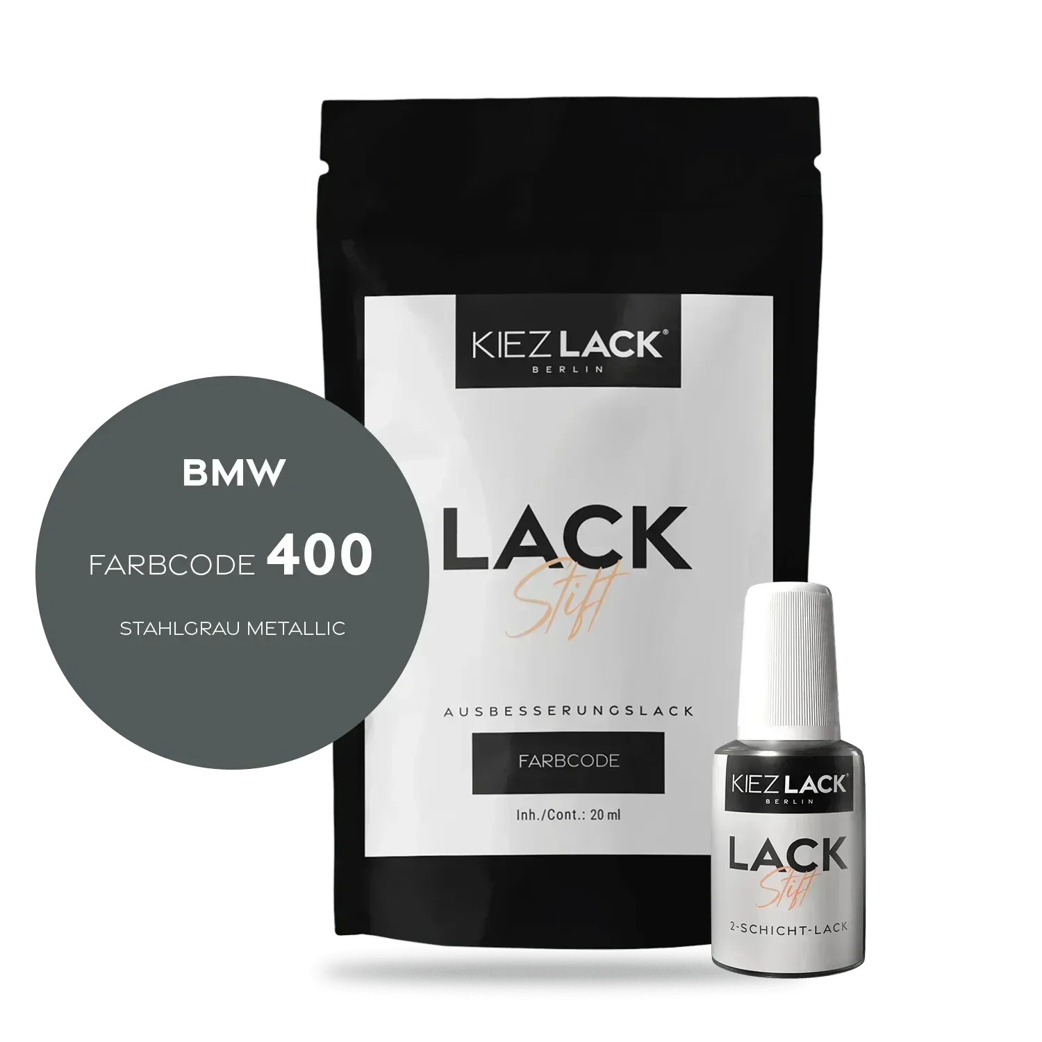 Kiezlack Lackstift Autolack Lackstift BMW 400 STAHLGRAU Metallic