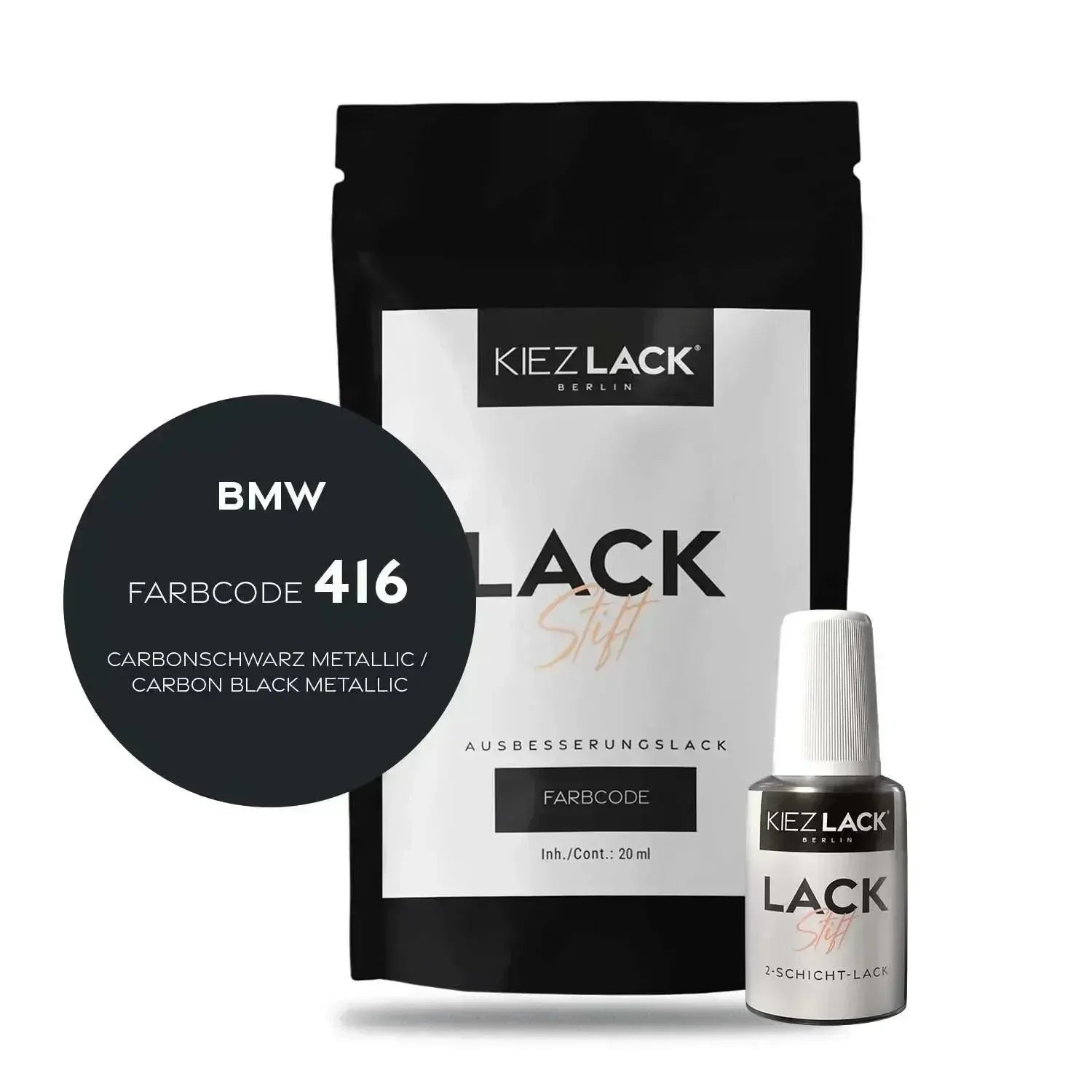 Kiezlack Lackstift Autolack Lackstift BMW 416 CARBONSCHWARZ Metallic