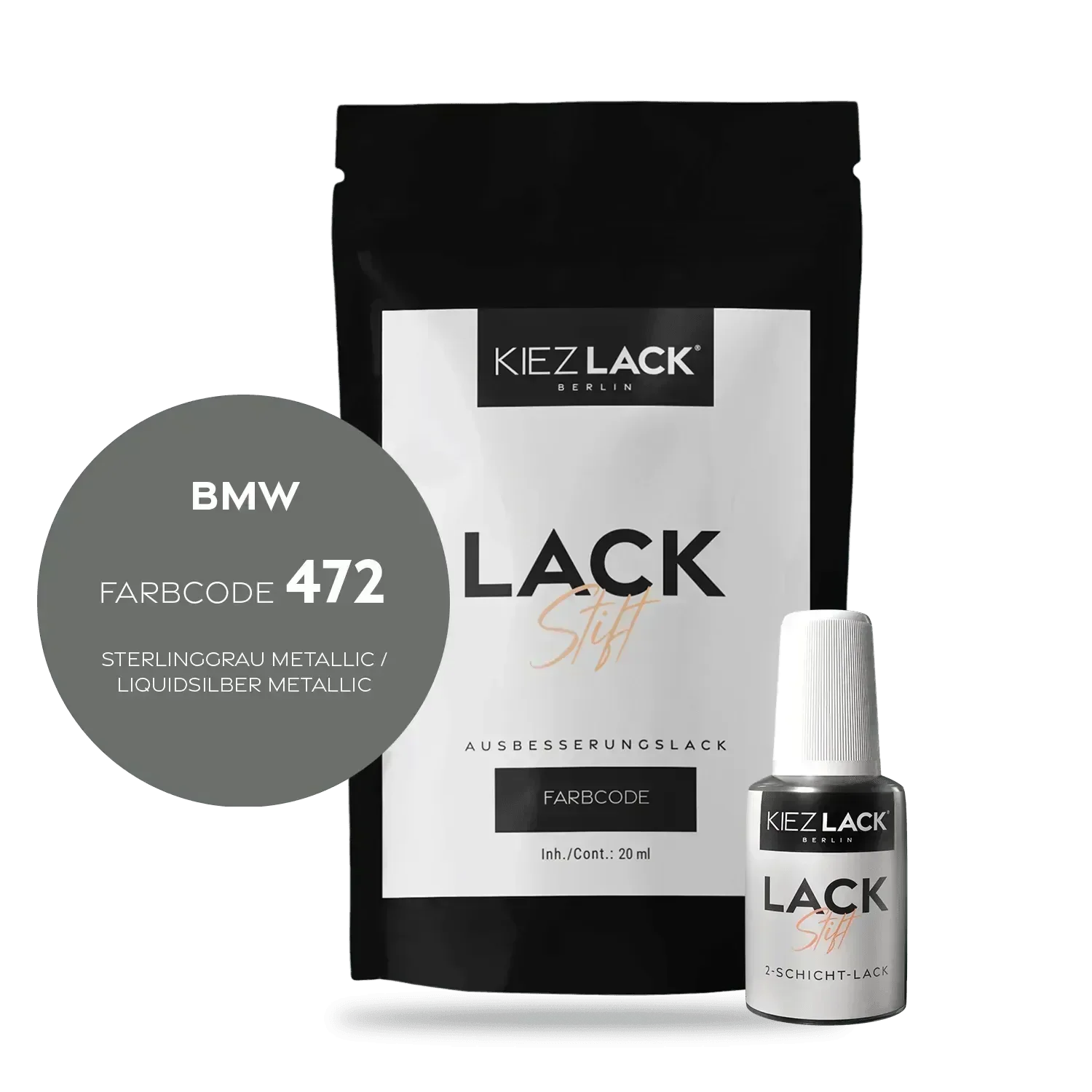 Kiezlack Lackstift Autolack Lackstift BMW 472 STERLINGGRAU Metallic