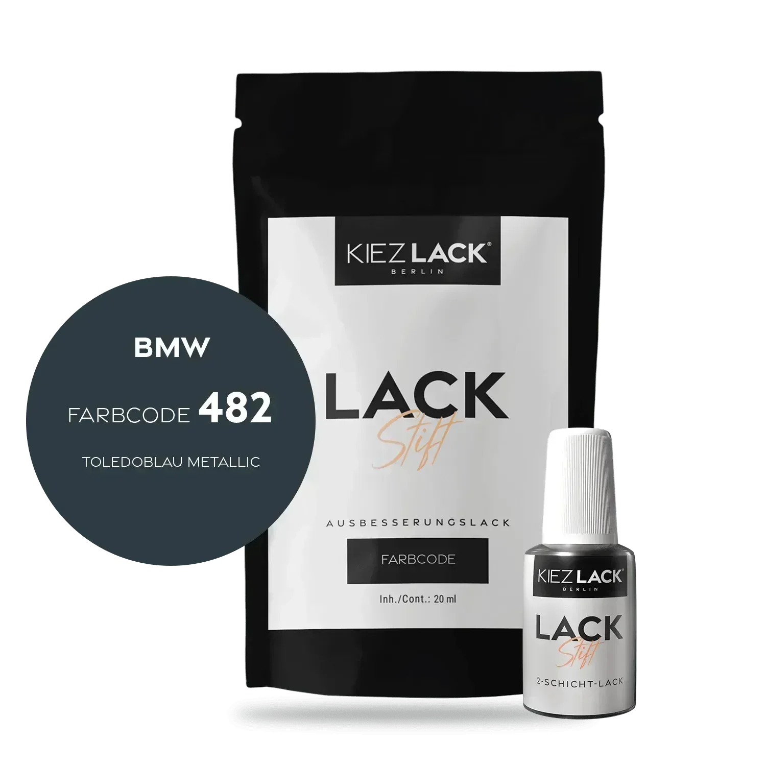Kiezlack Lackstift Autolack Lackstift BMW 482 TOLEDOBLAU Metallic