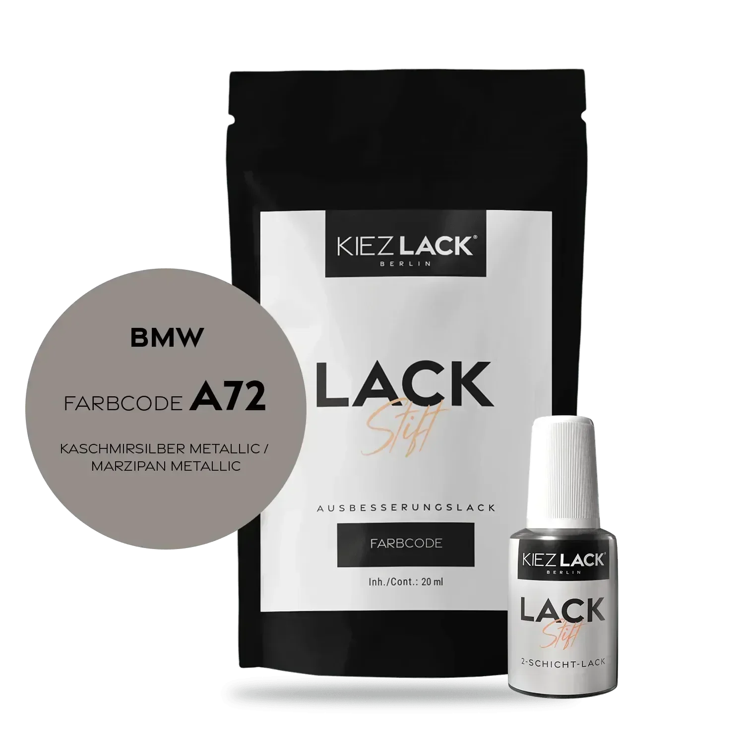 Kiezlack Lackstift Autolack Lackstift BMW A72 KASCHMIRSILBER Metallic
