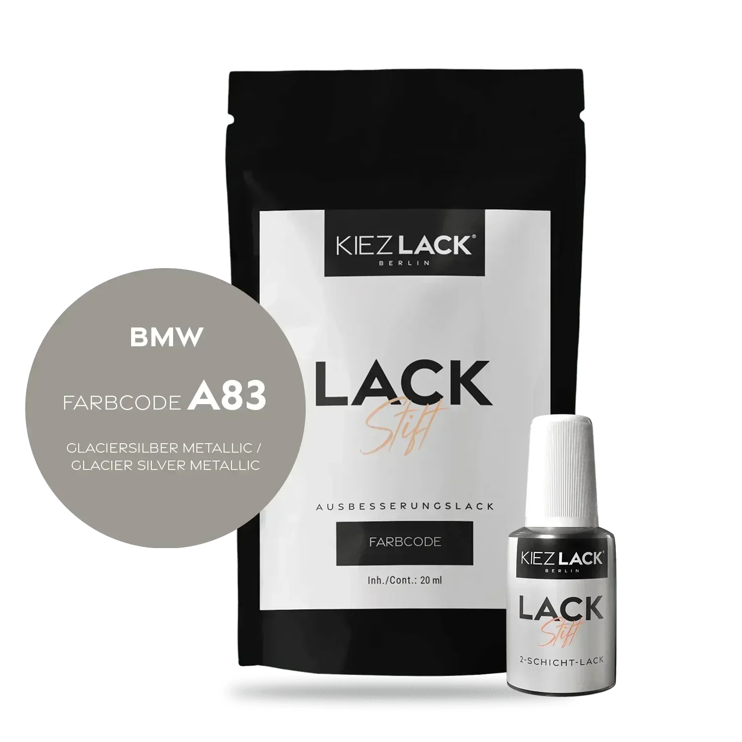 Kiezlack Lackstift Autolack Lackstift BMW A83 GLACIERSILBER Metallic