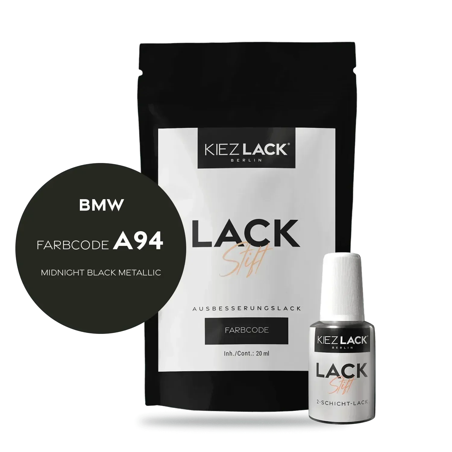 Kiezlack Lackstift Autolack Lackstift BMW A94 MIDNIGHT BLACK Metallic