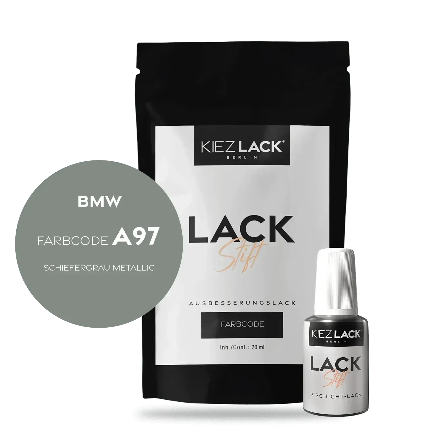 Kiezlack Lackstift Autolack Lackstift BMW A97 SCHIEFERGRAU Metallic
