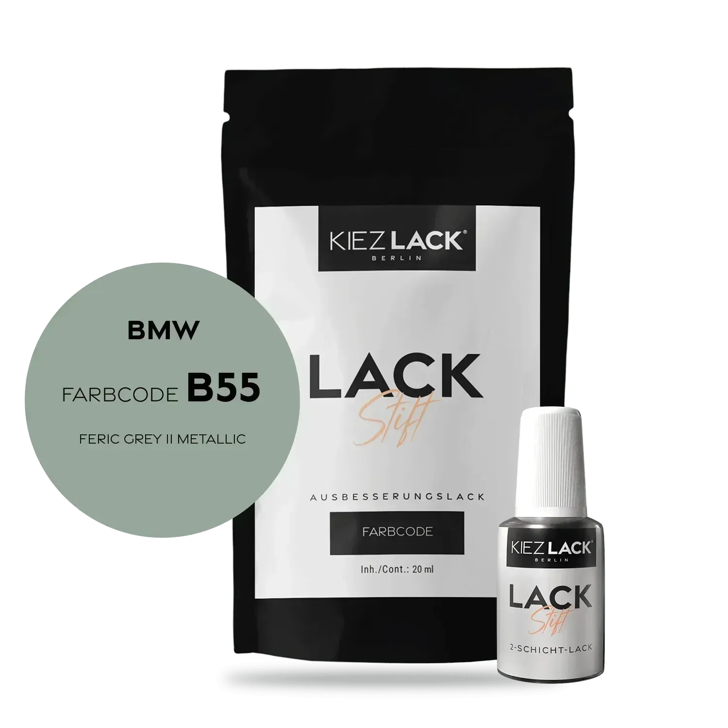Kiezlack Lackstift Autolack Lackstift BMW B55 FERIC GREY II Metallic