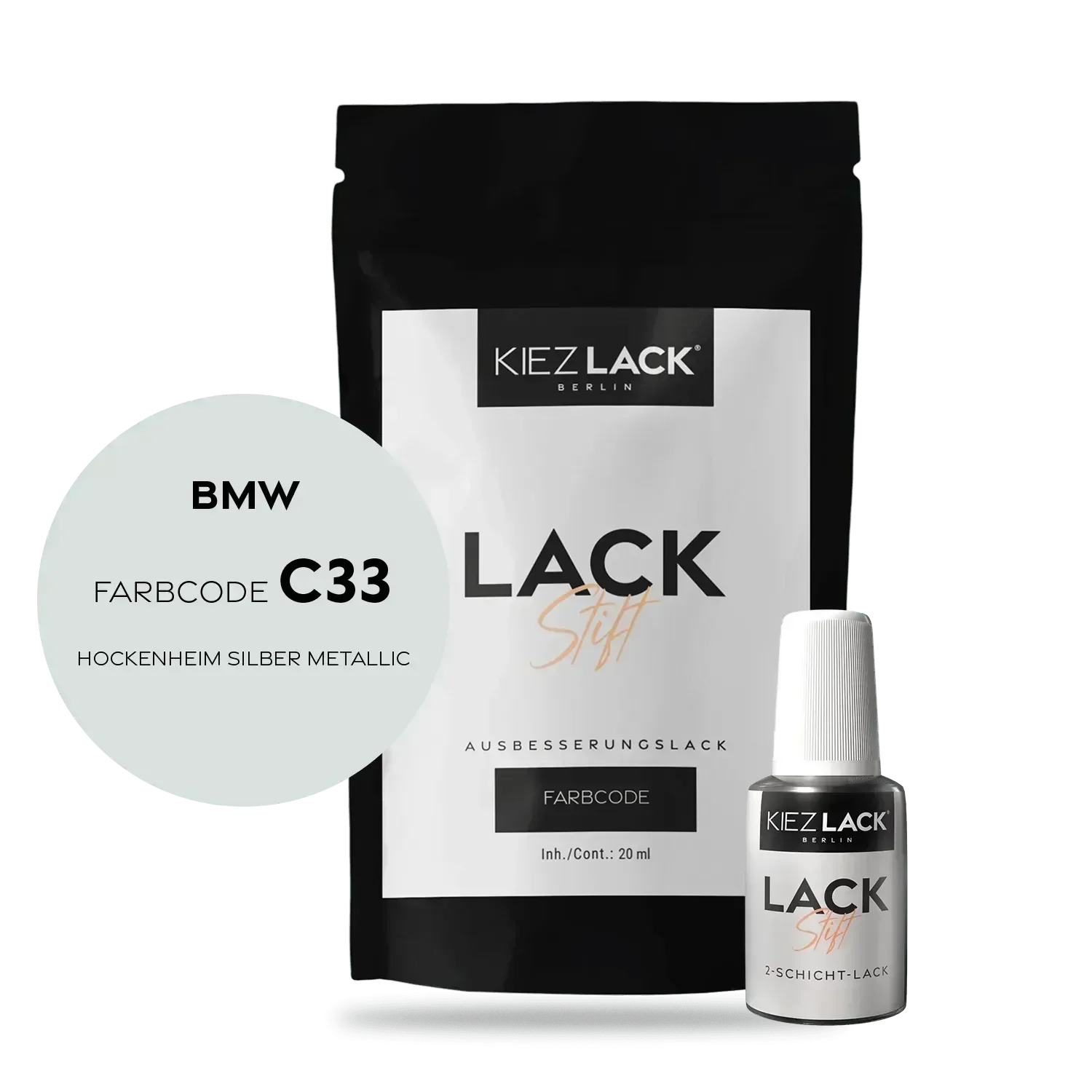 Kiezlack Lackstift Autolack Lackstift BMW C33 HOCKENHEIM SILBER Metallic