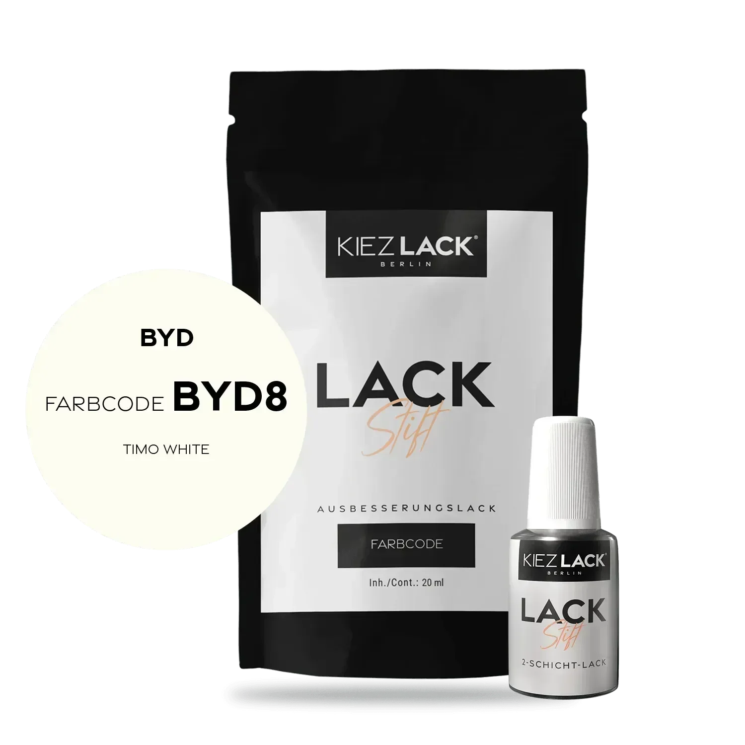 Kiezlack Lackstift Autolack Lackstift BYD BYD8 TIMO WHITE