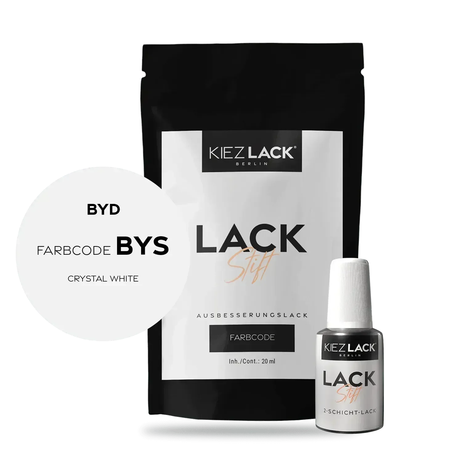Kiezlack Lackstift Autolack Lackstift BYD BYS CRYSTAL WHITE