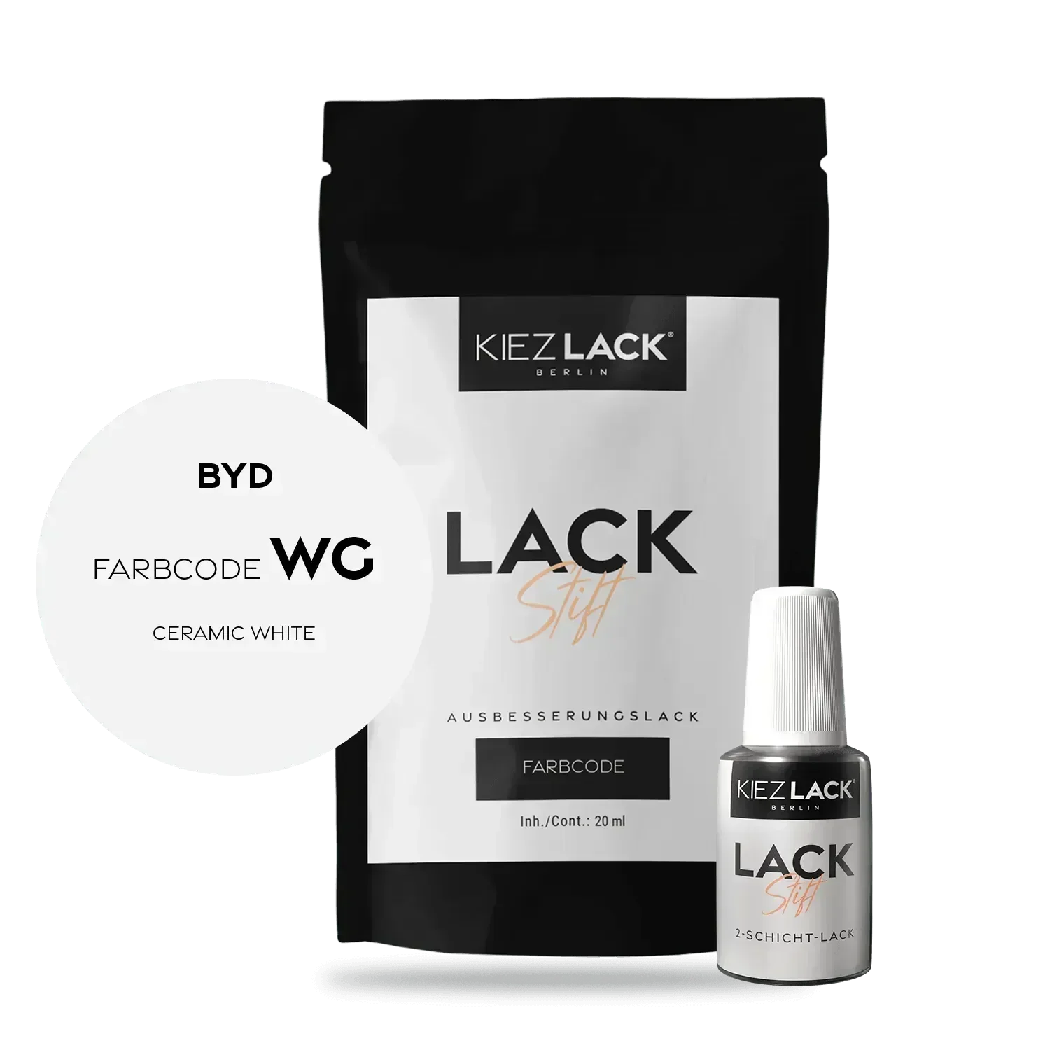 Kiezlack Lackstift Autolack Lackstift BYD WG CERAMIC WHITE