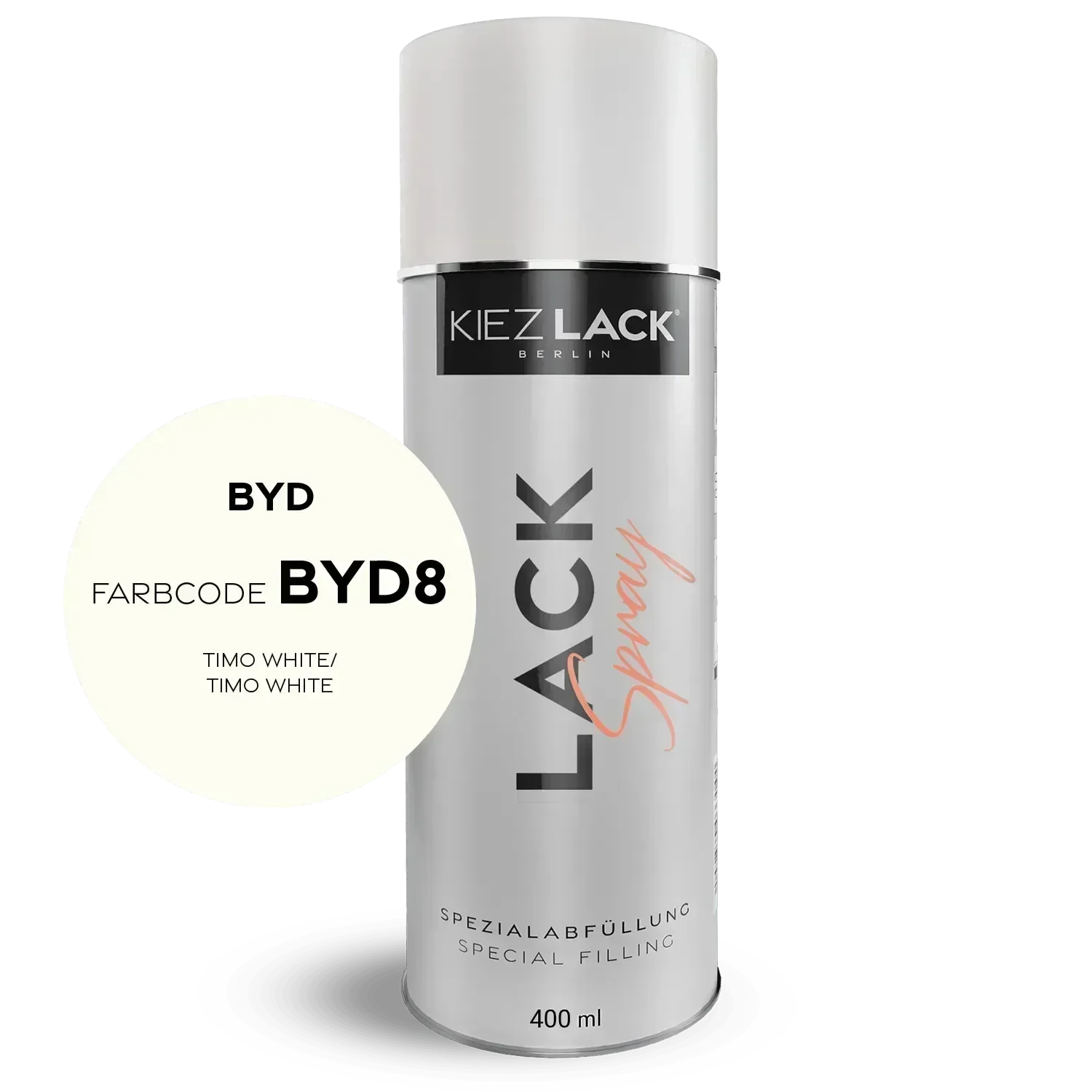 Kiezlack Lackspray Autolack Spraydose BYD BYD8 TIMO WHITE Lackspray