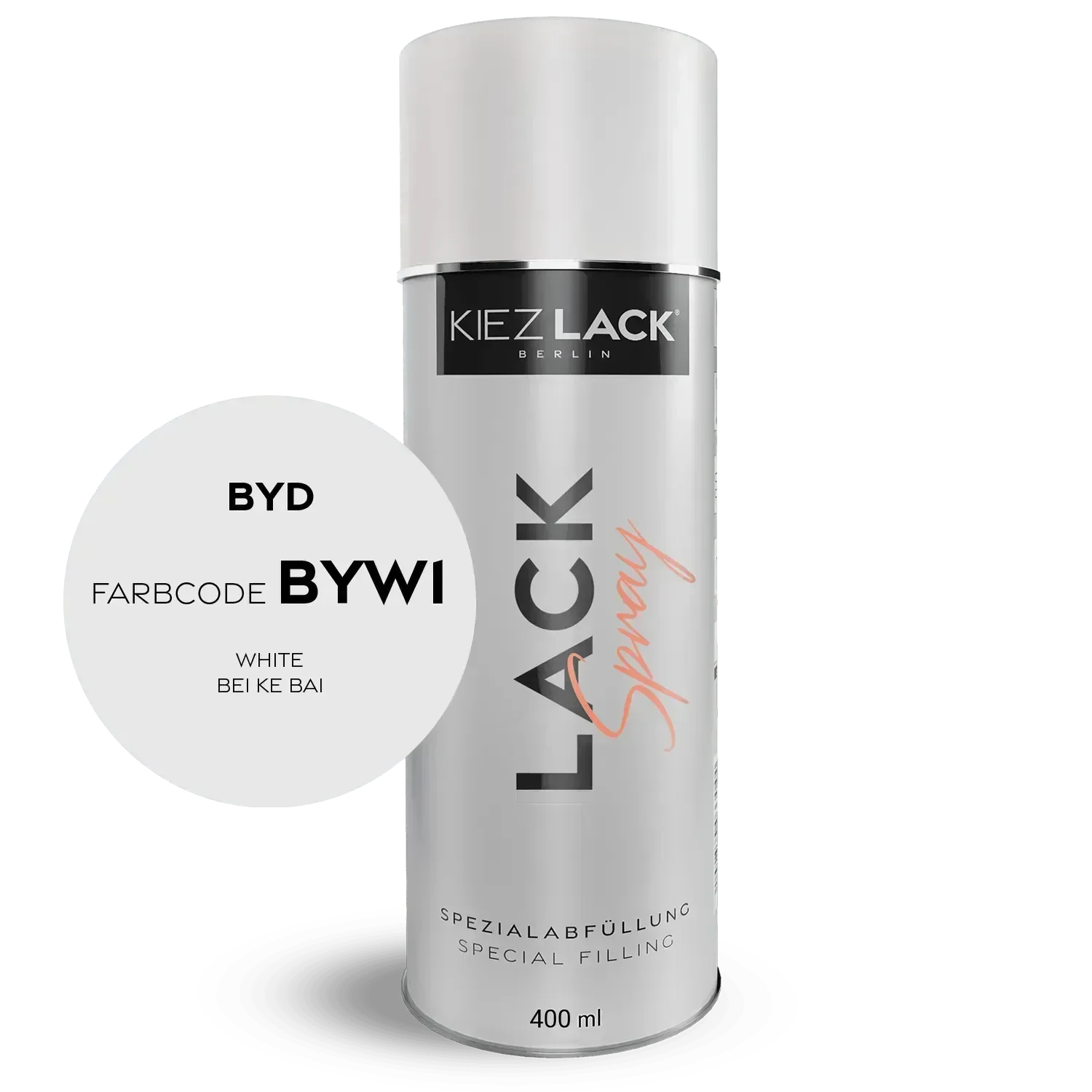 Kiezlack Lackspray Autolack Spraydose BYD BYW1 WHITE Lackspray