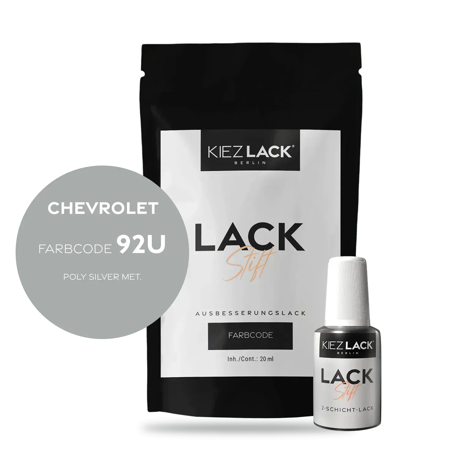 Autolack Lackstift CHEVROLET 92U POLY SILVER MET. - Kiezlack